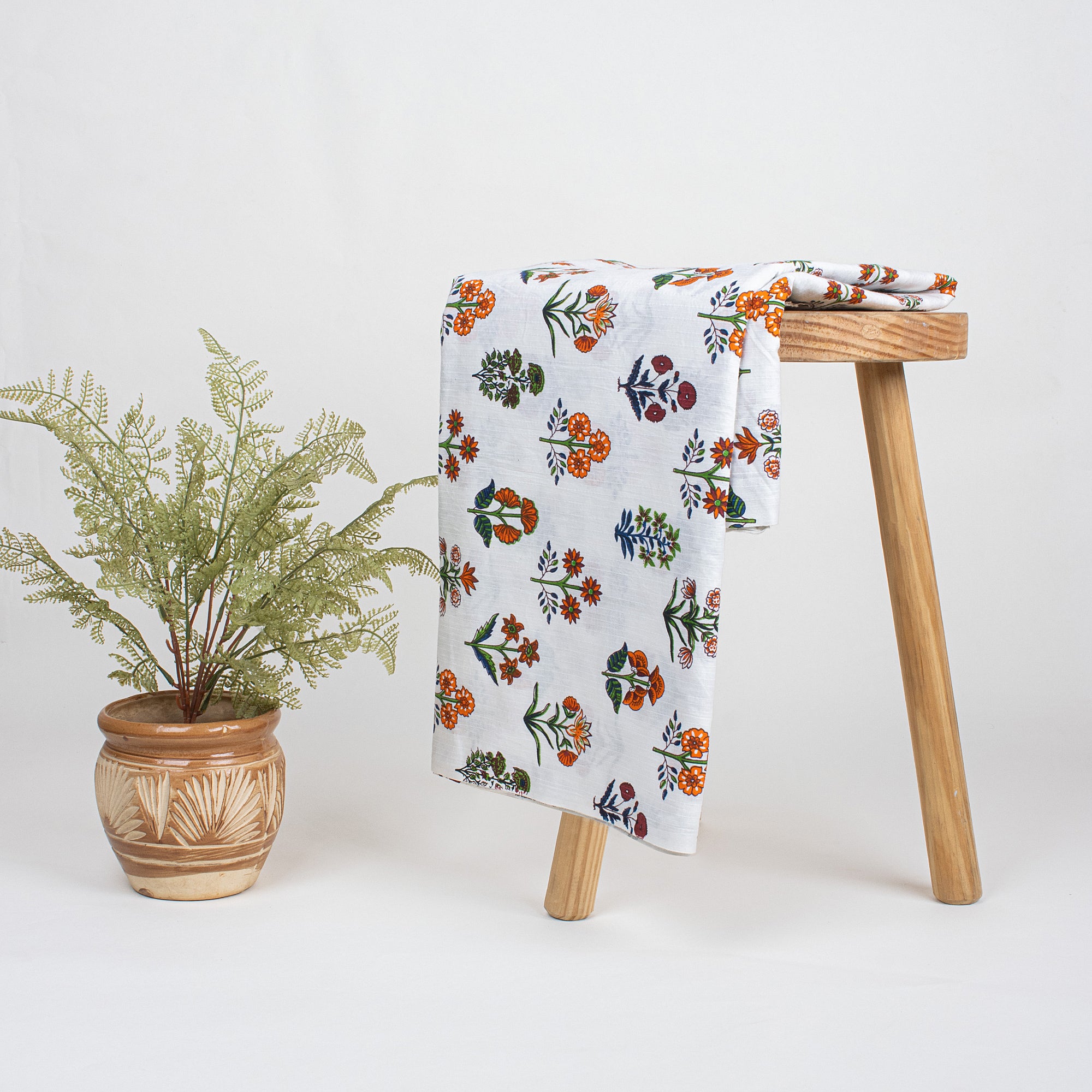 Soft Hand Block Multi Floral Print Kantha Cloth Fabric
