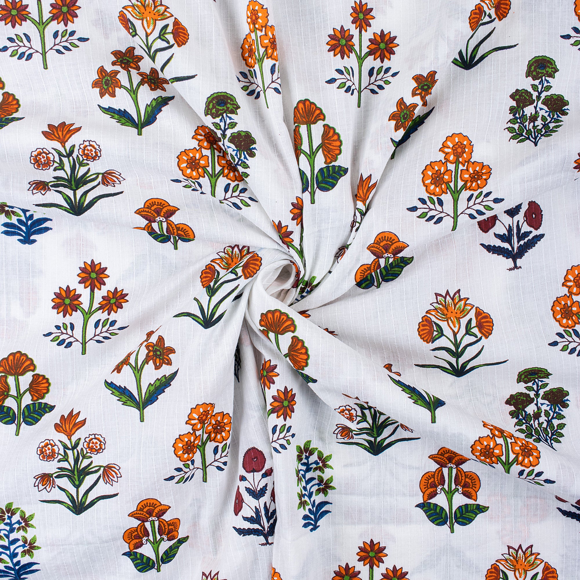 Soft Hand Block Multi Floral Print Kantha Cloth Fabric