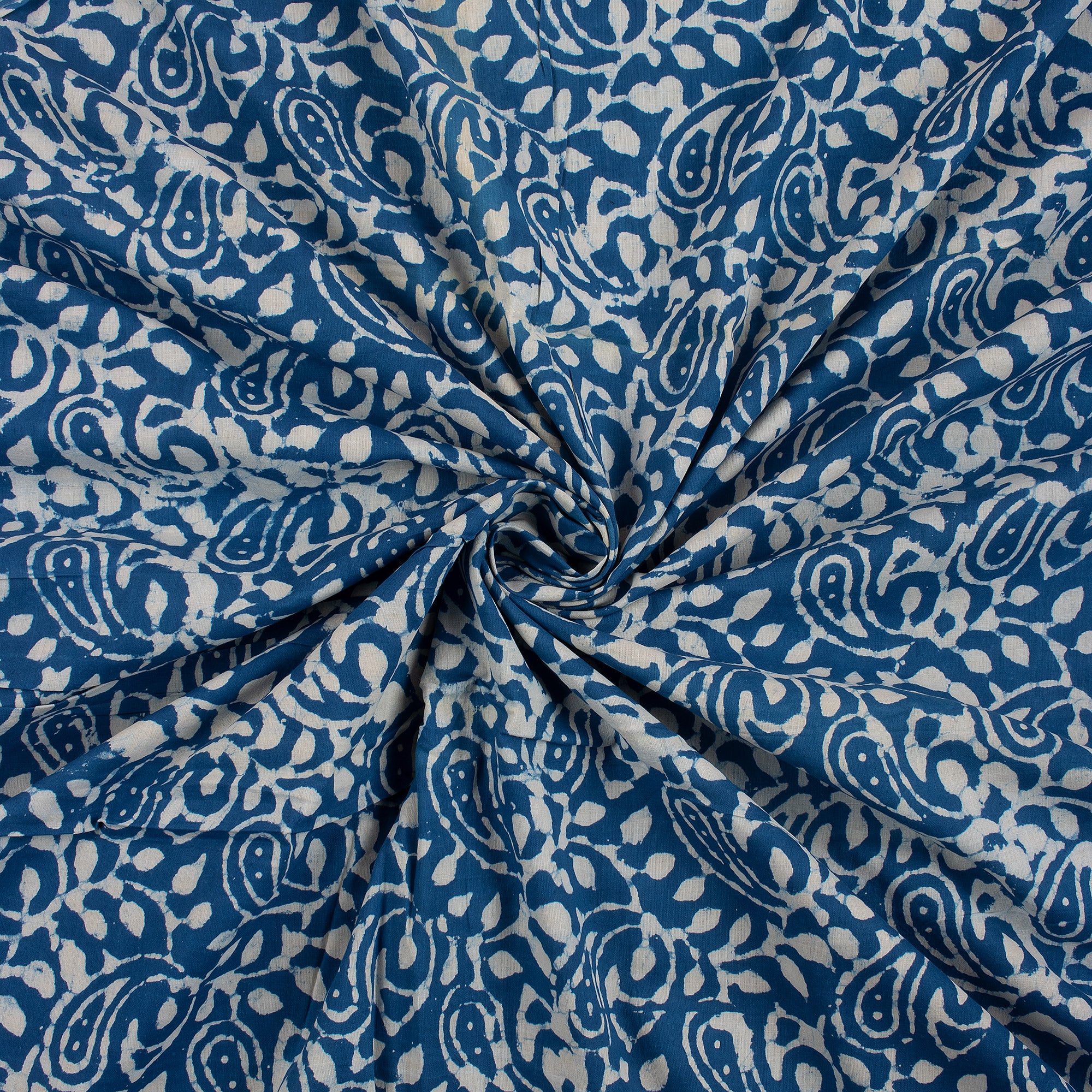 Soft Premium Paisley Printed Indigo Dyed Fabric