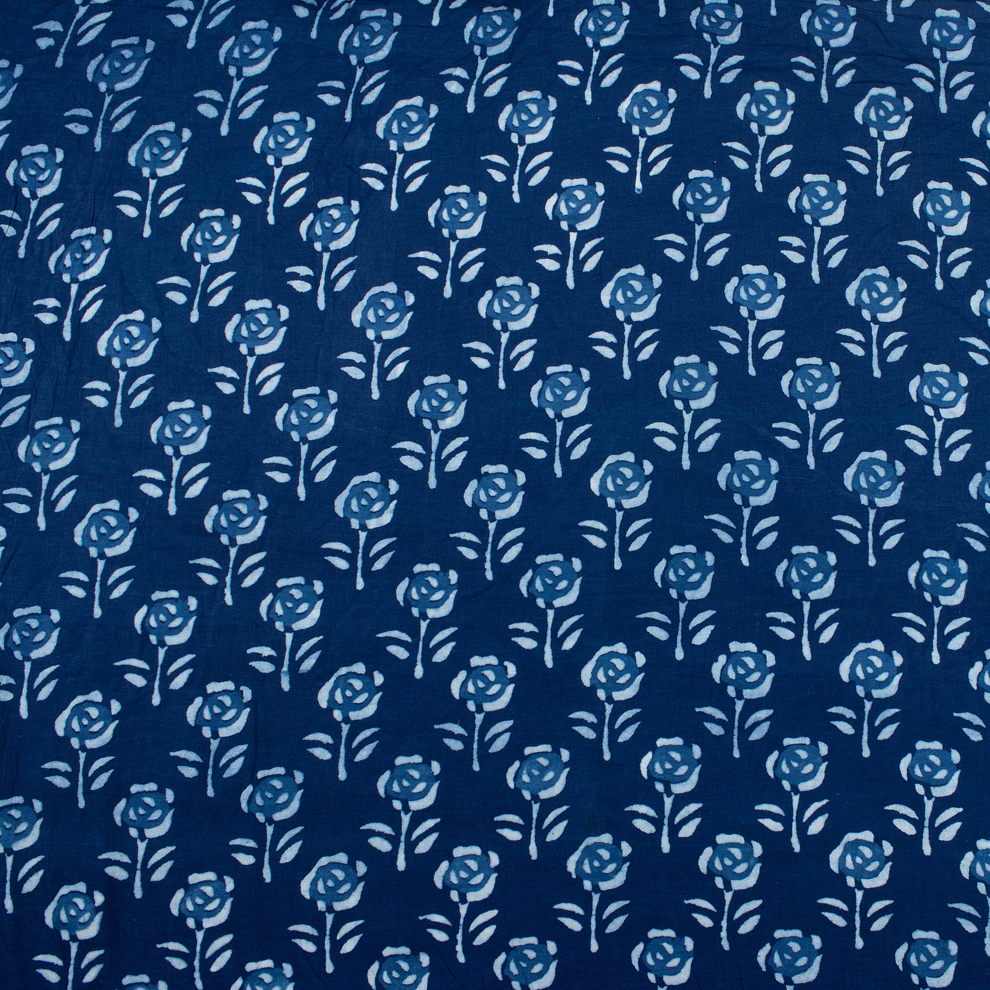 Soft Quality Indigo Floral Printed Cotton Fabric By Yard