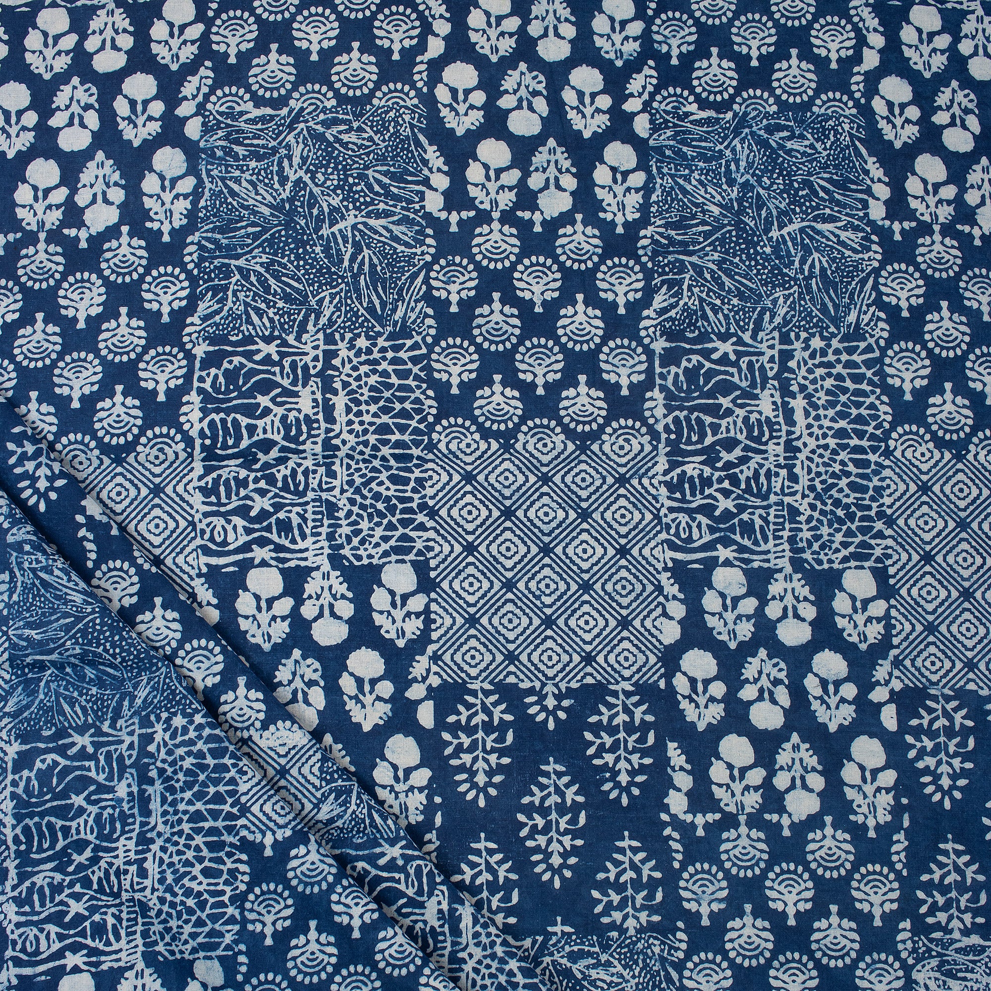Soft & Sustainable Indigo Floral Organic Cotton Fabric