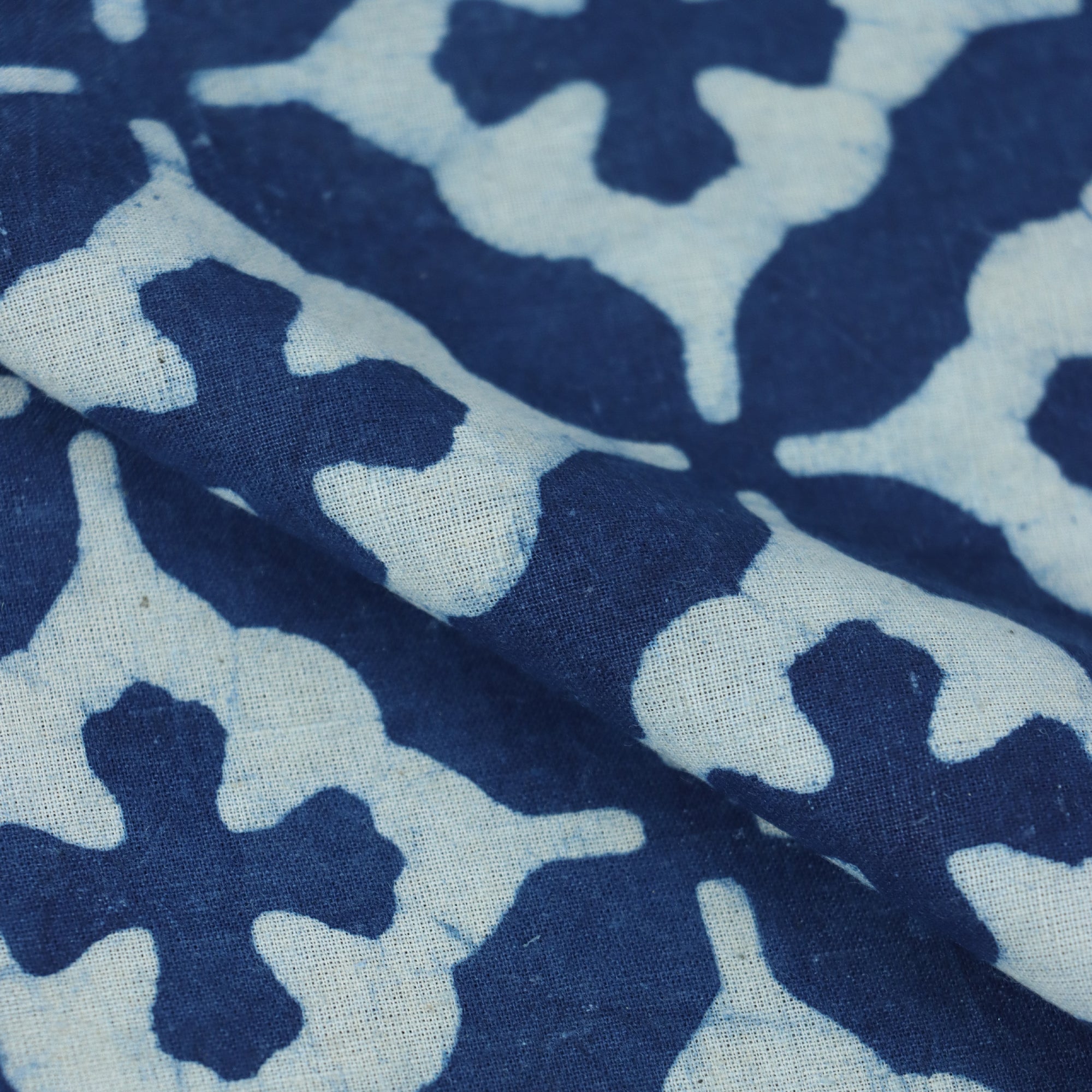 Soft Unique Hand Block Printed Indigo Fabric