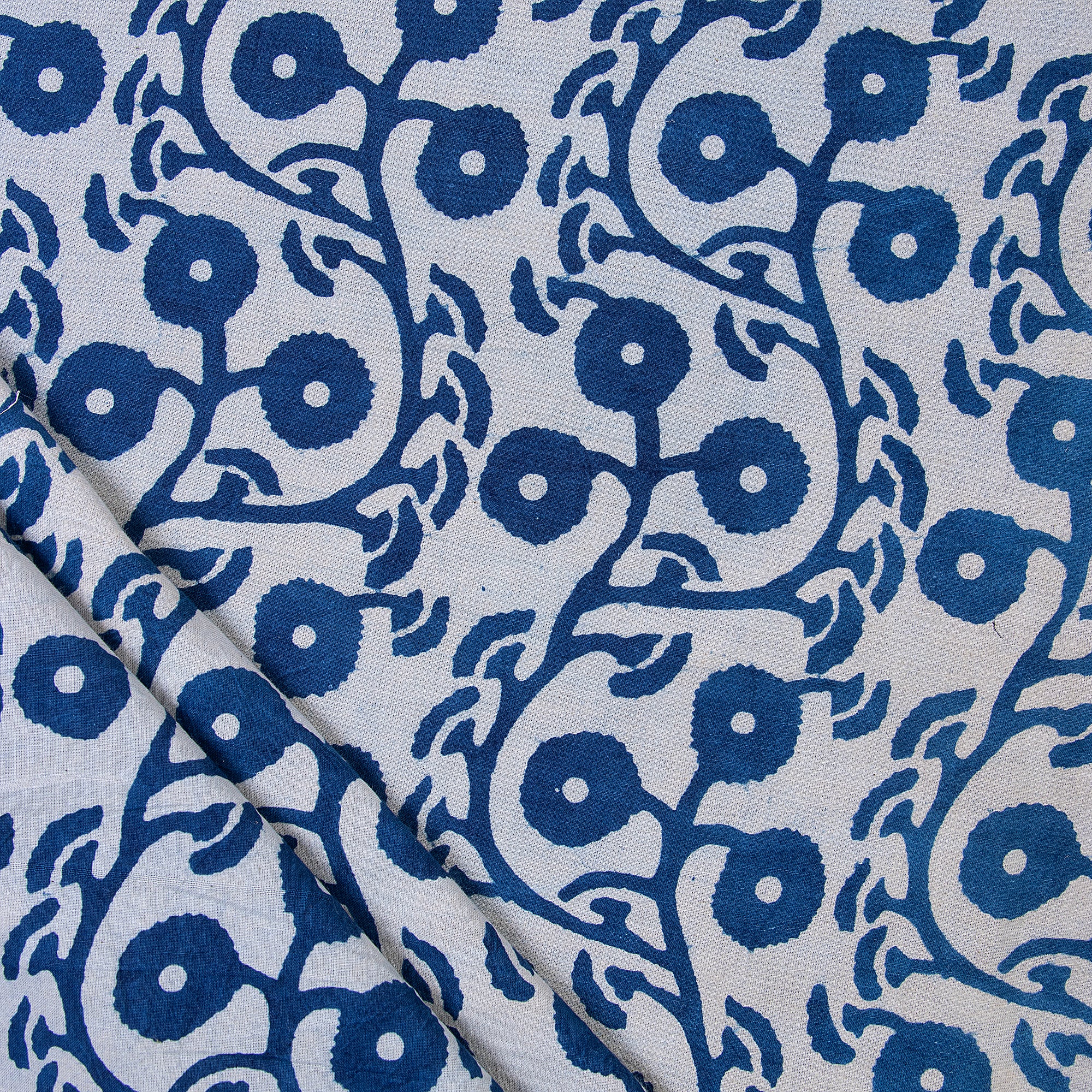 Softest Floral Blue Indigo Print Cotton Fabric