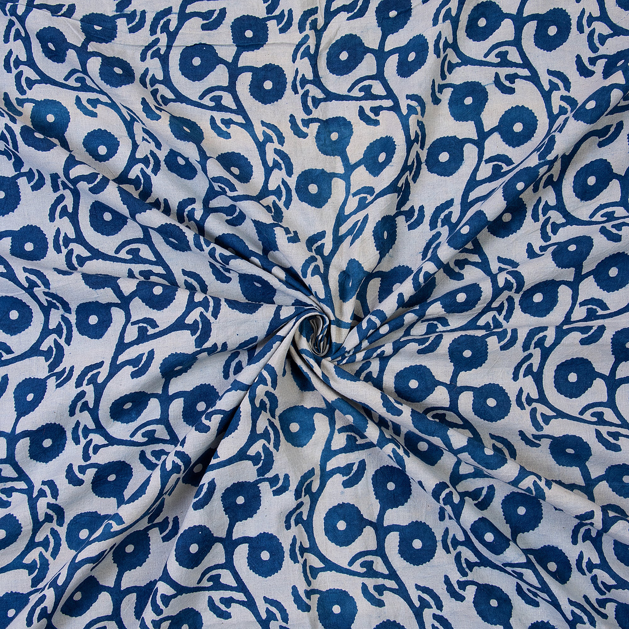 Softest Floral Blue Indigo Print Cotton Fabric