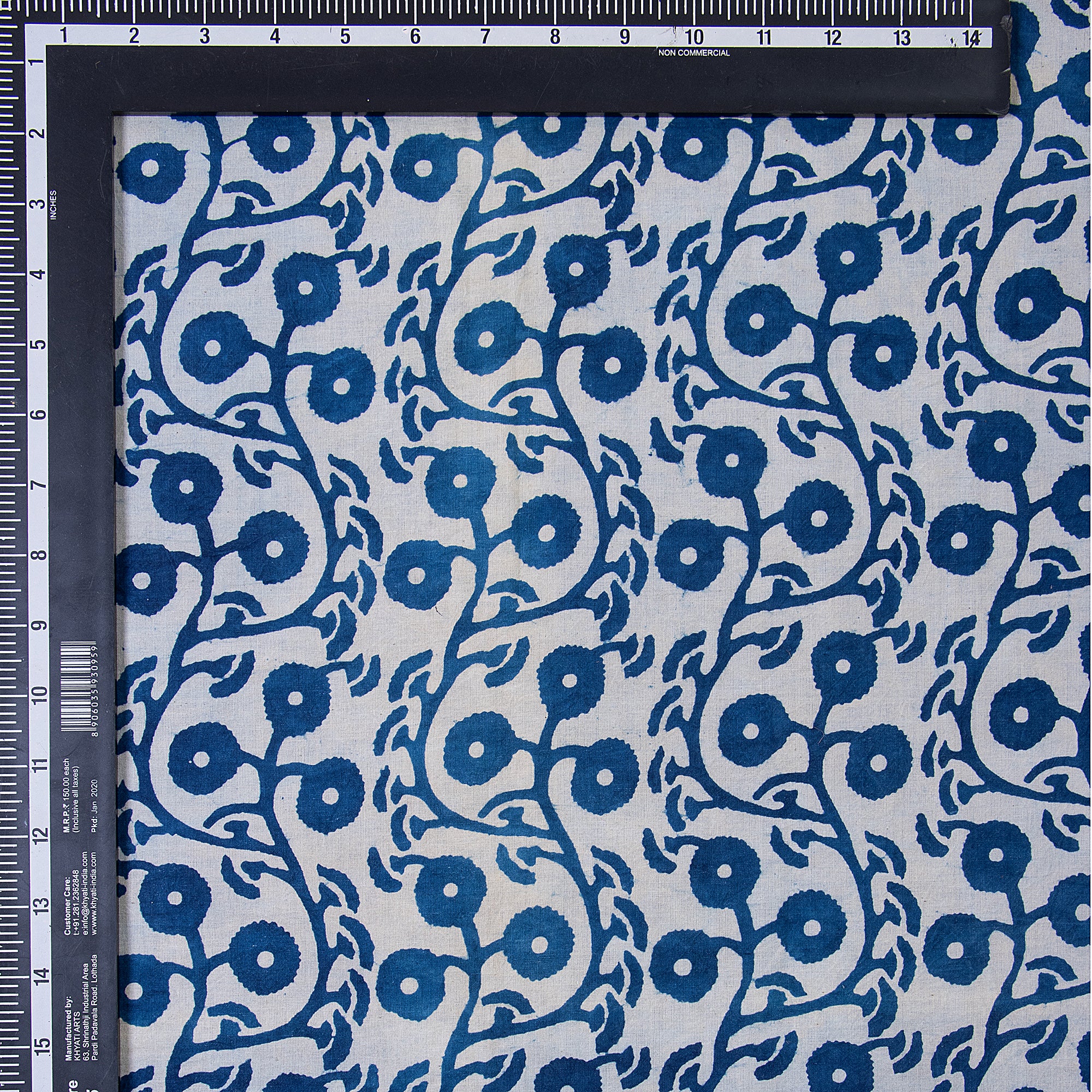 Softest Floral Blue Indigo Print Cotton Fabric