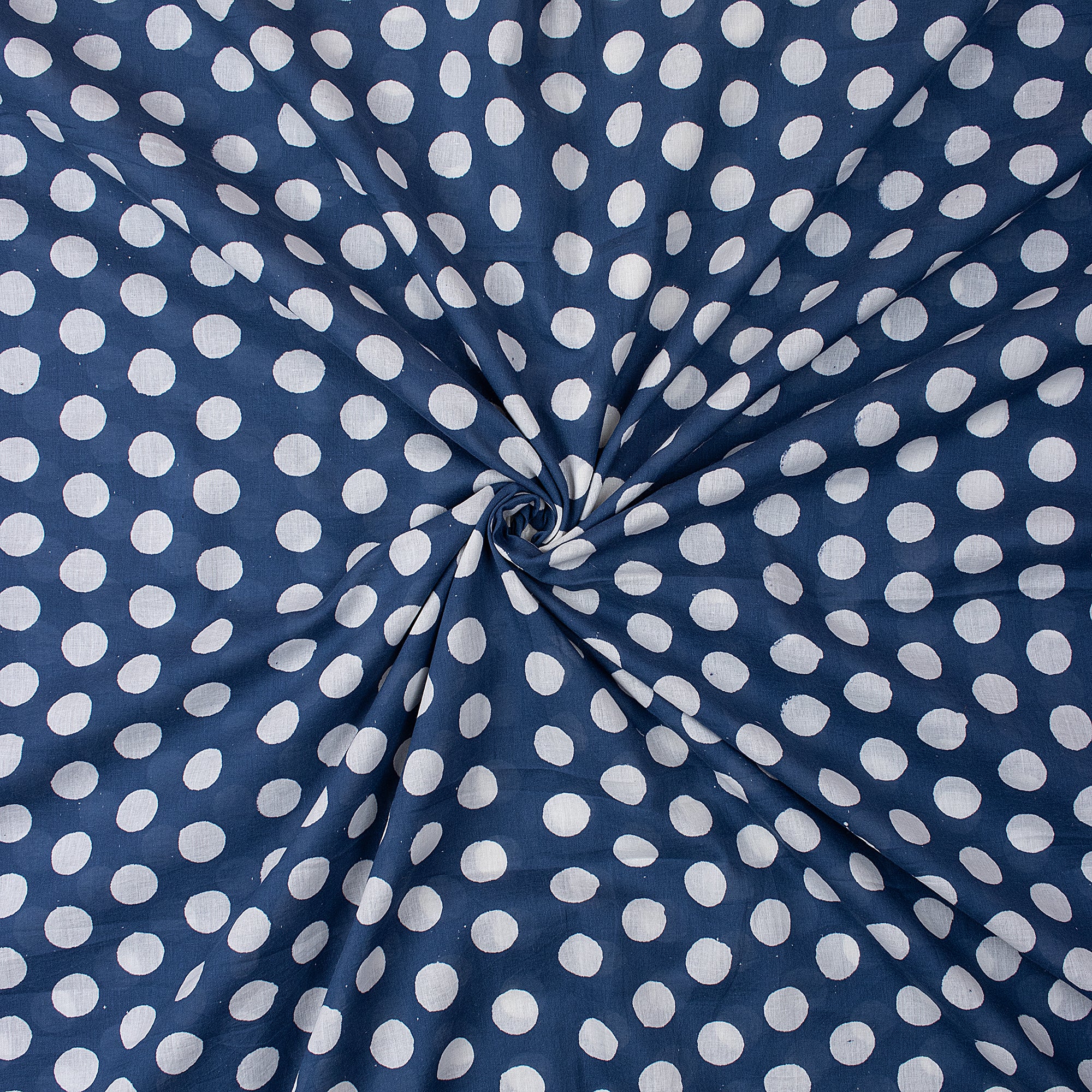 Softest Indigo Blue Polka Dots Cotton Yard Fabric