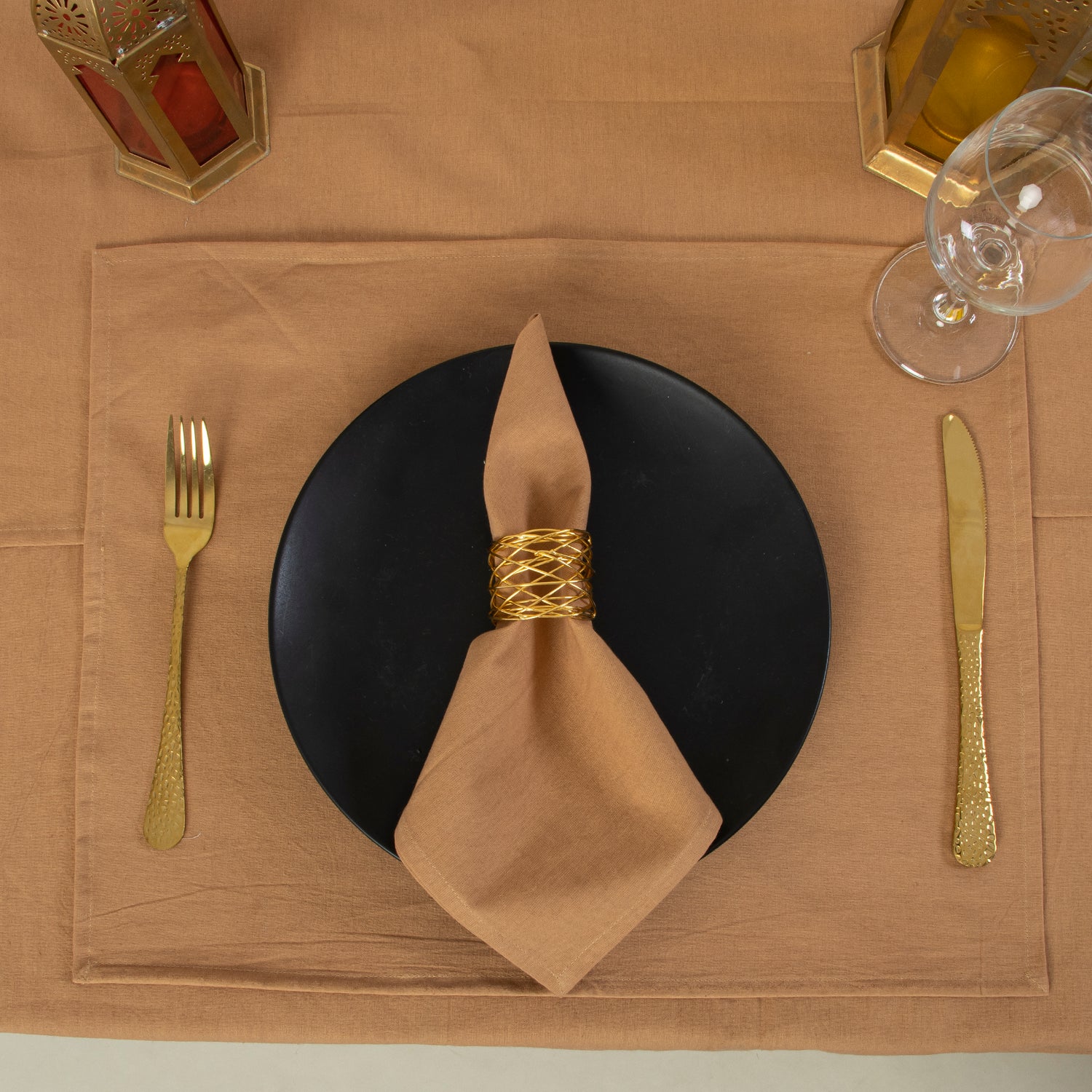Solid Brown Indian Handmade Pure Cotton Dinner Cloth Table Covers