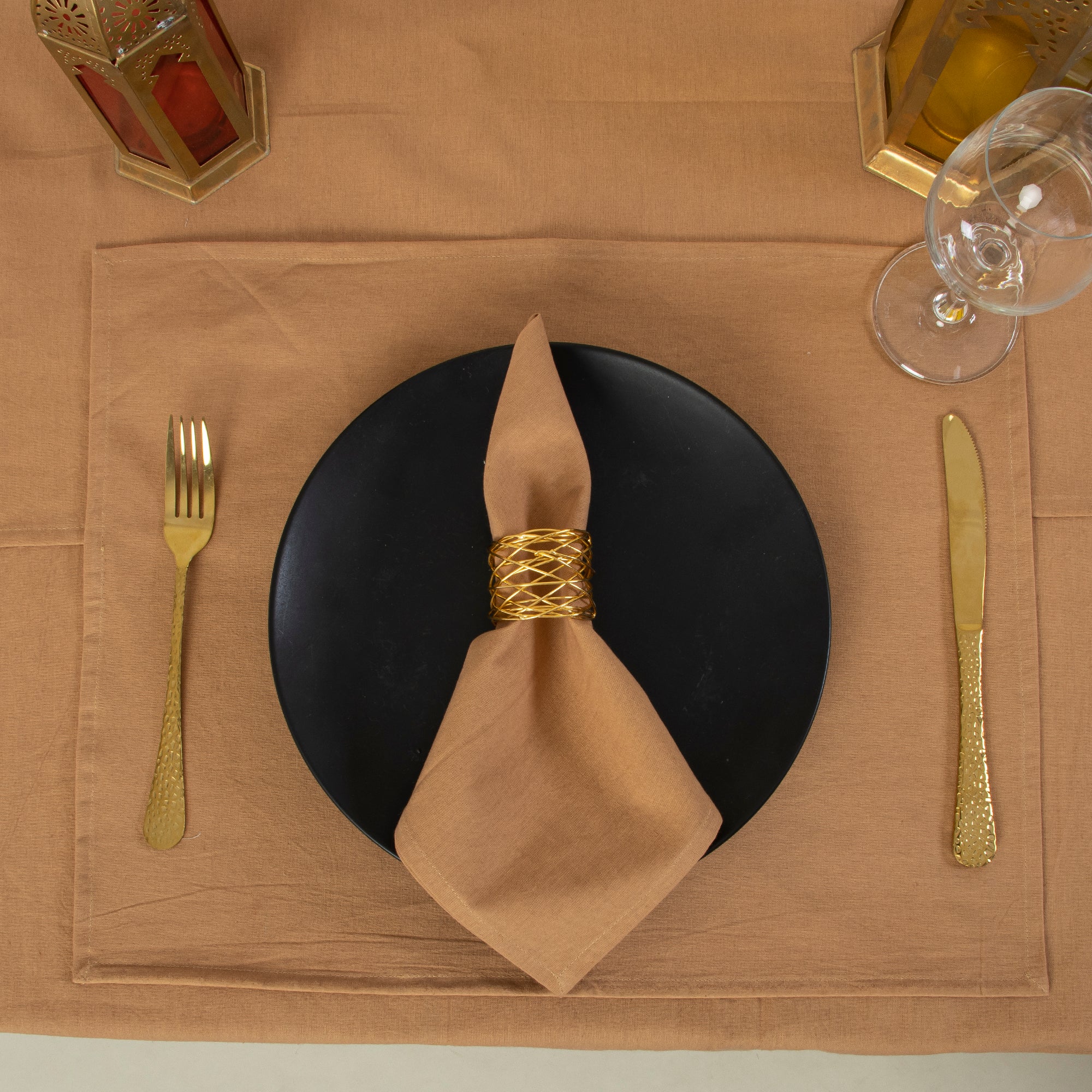 Solid Brown Indian Handmade Pure Cotton Dinner Cloth Table Covers