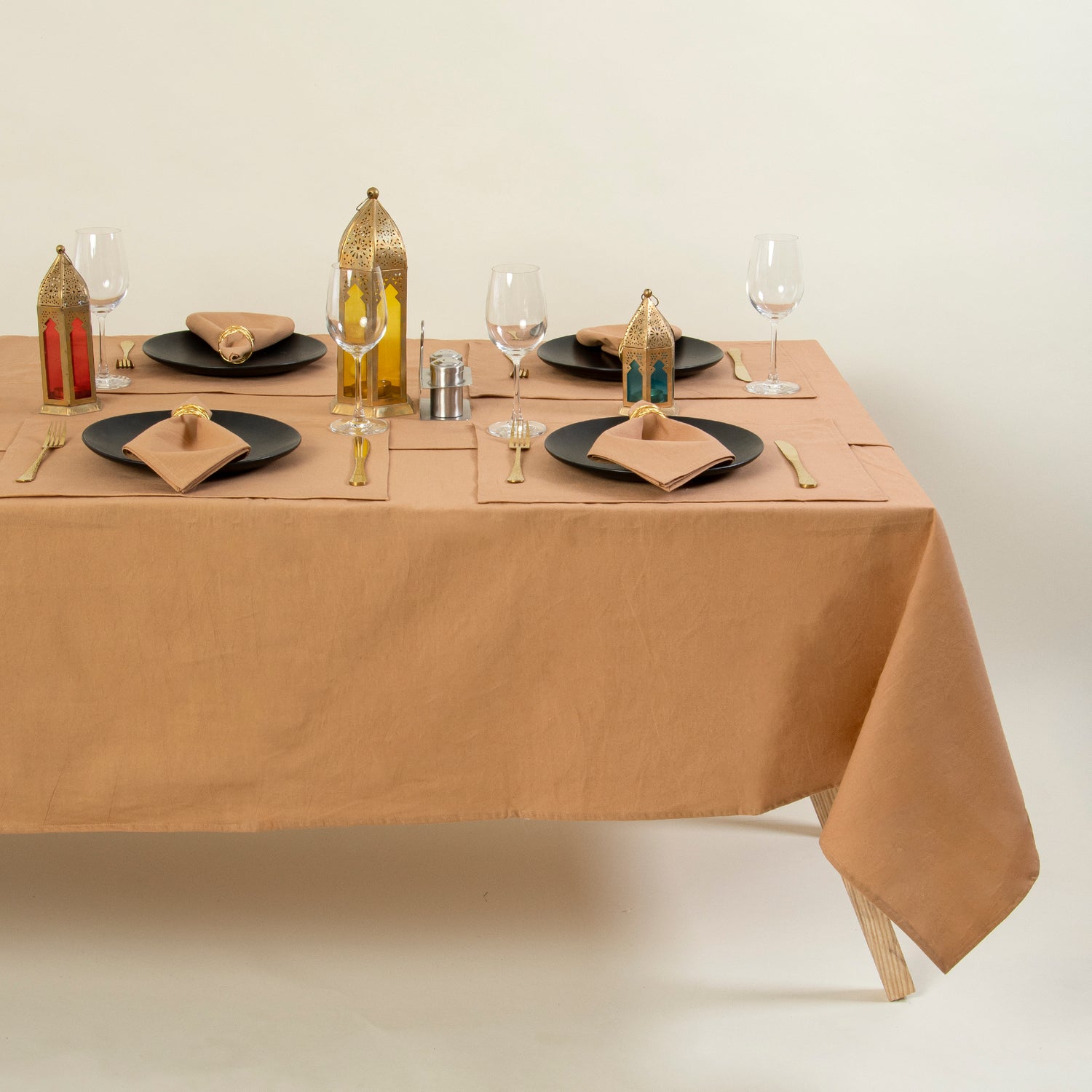 Solid Brown Indian Handmade Pure Cotton Dinner Cloth Table Covers
