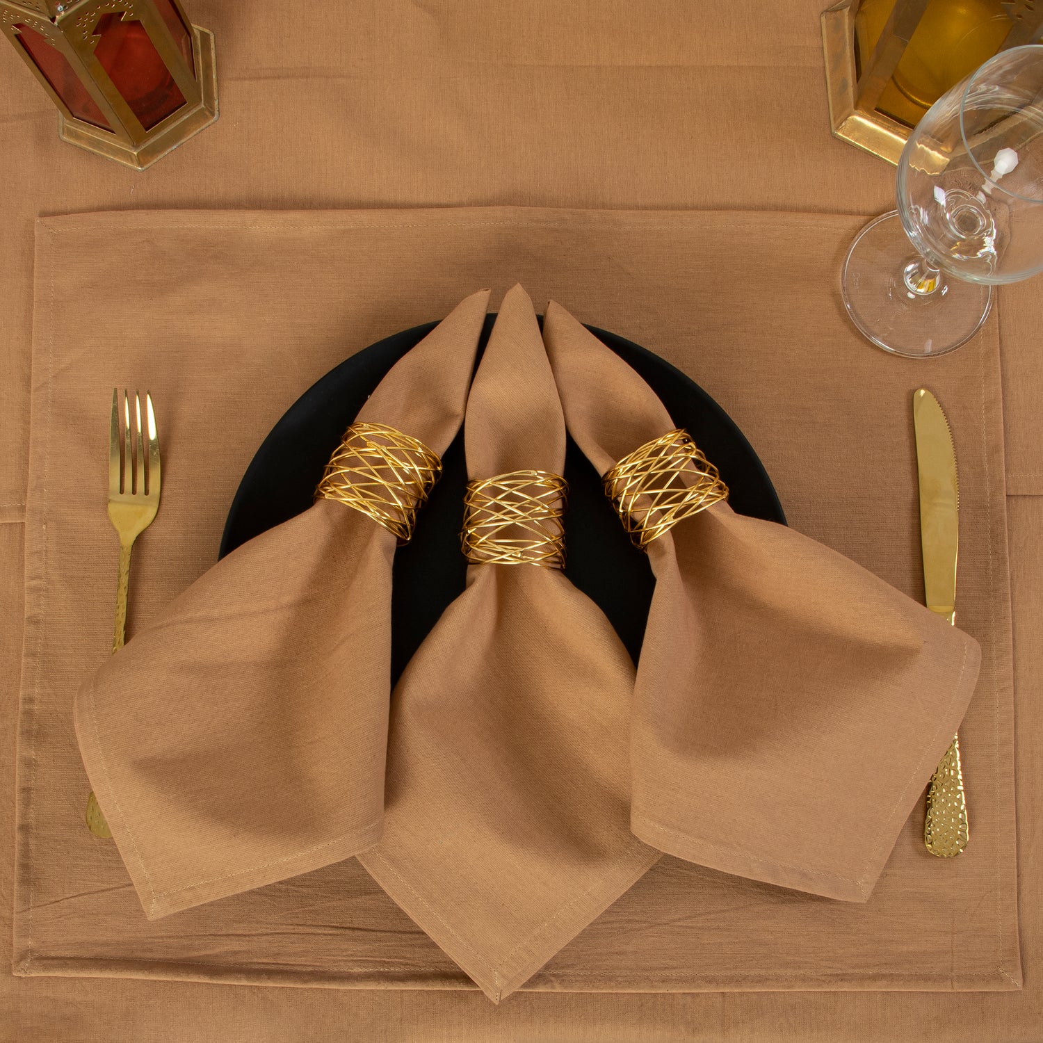 Solid Brown Indian Handmade Pure Cotton Dinner Cloth Table Covers