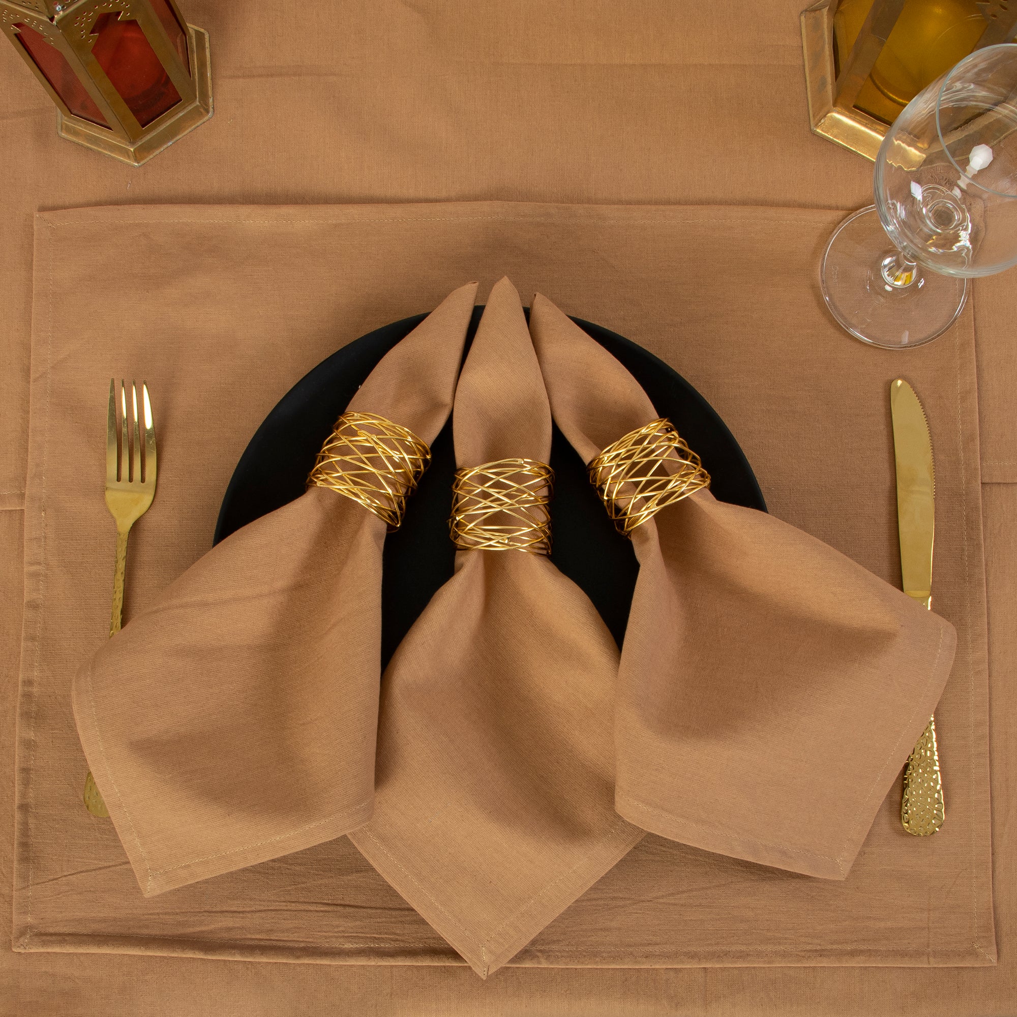 Solid Brown Indian Handmade Pure Cotton Dinner Cloth Table Covers