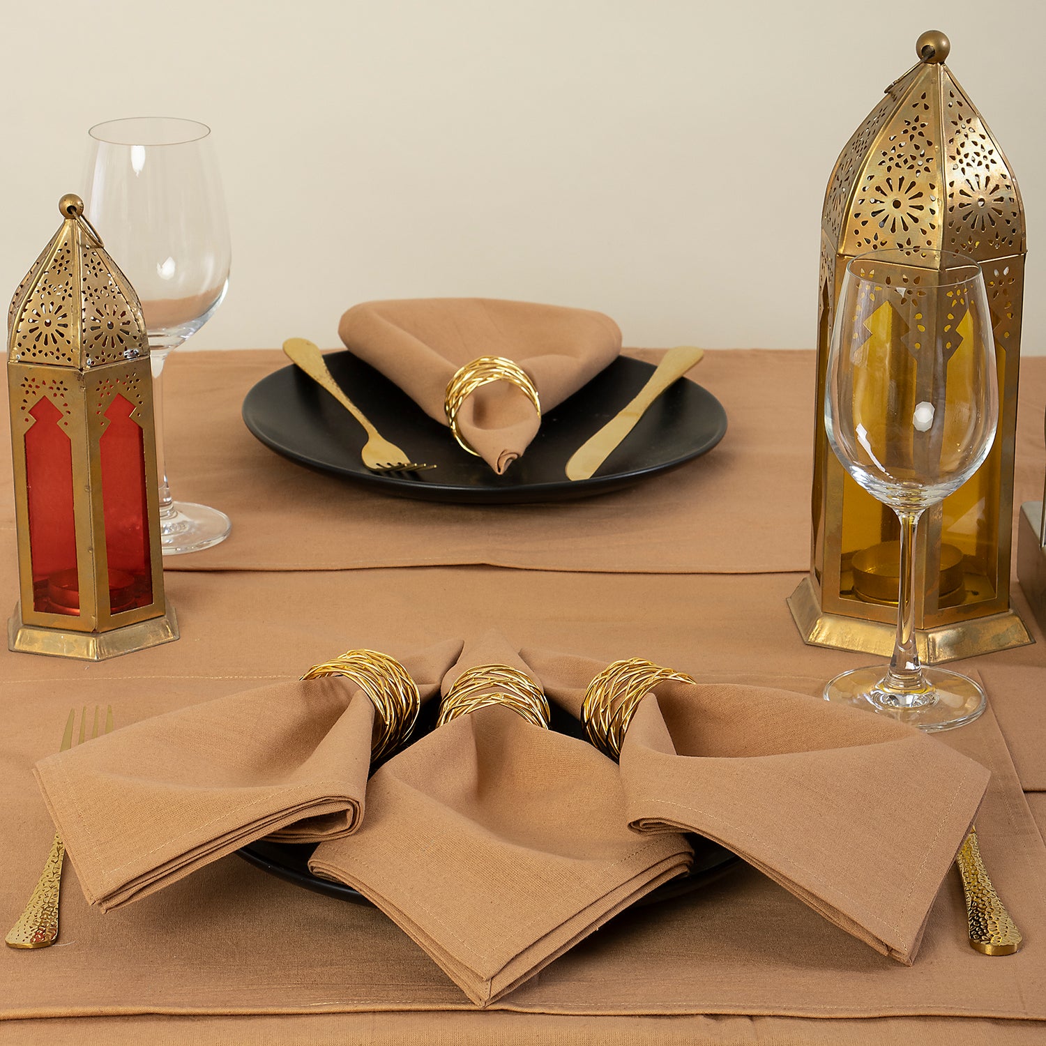 Solid Brown Indian Handmade Pure Cotton Dinner Cloth Table Covers