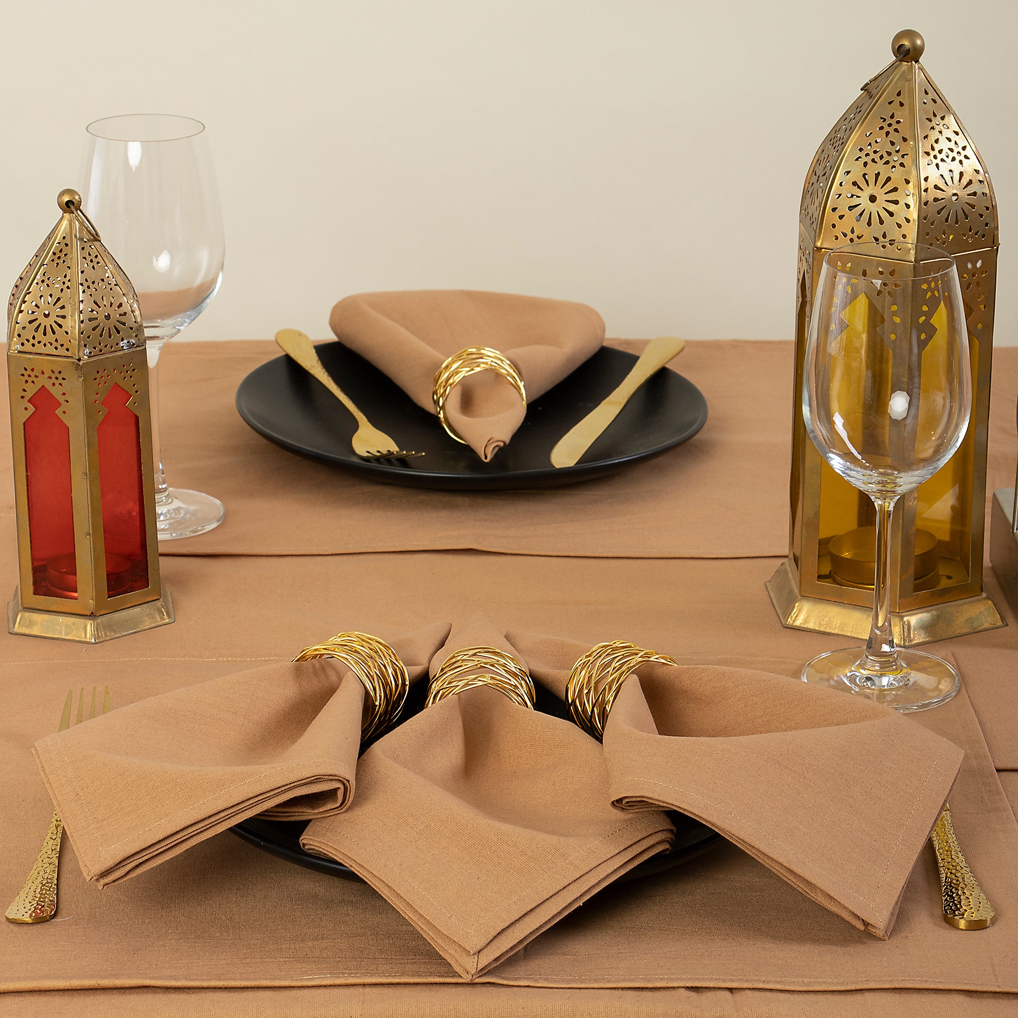 Solid Brown Indian Handmade Pure Cotton Dinner Cloth Table Covers