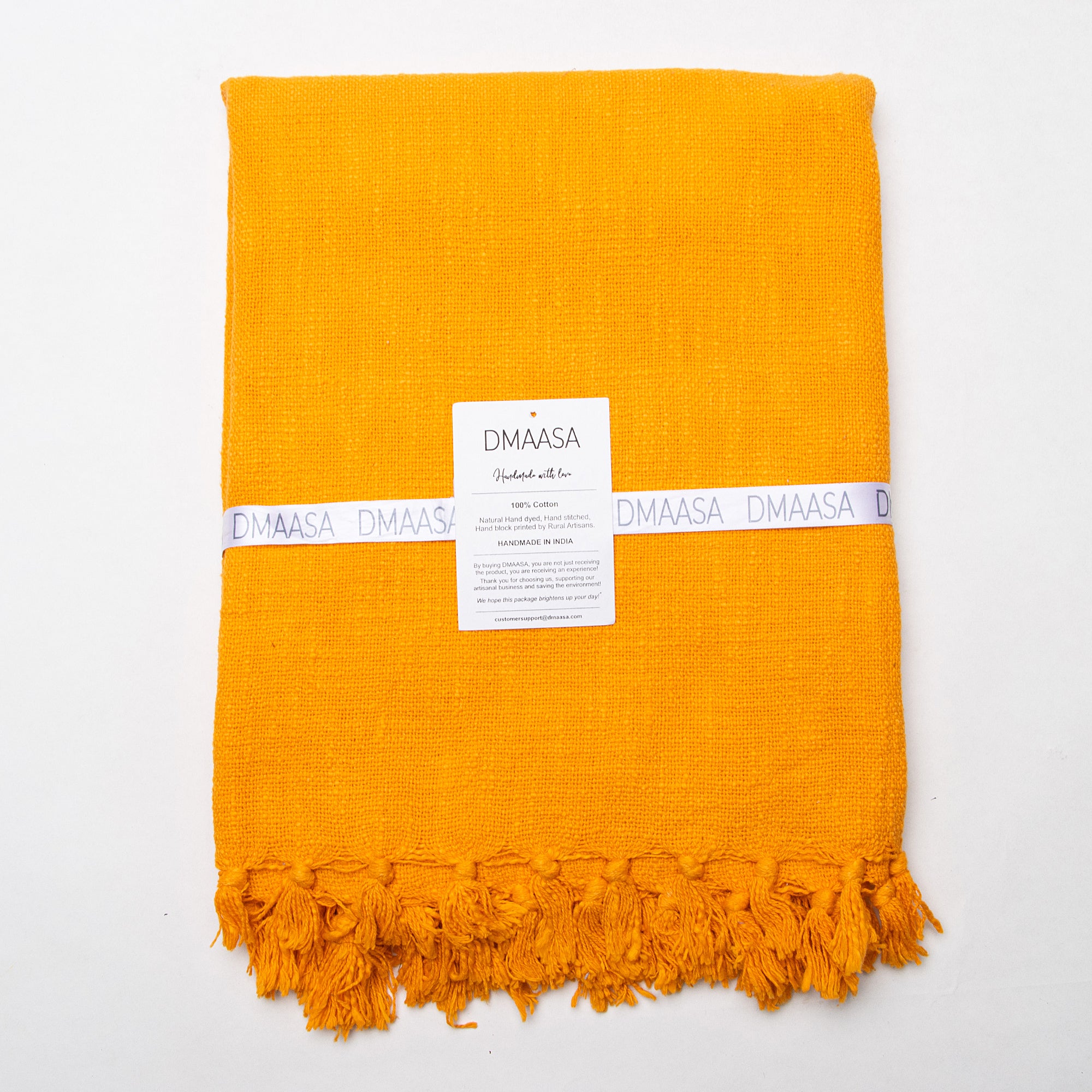 Solid Orange Cotton Indian Premium Throw for Sofa