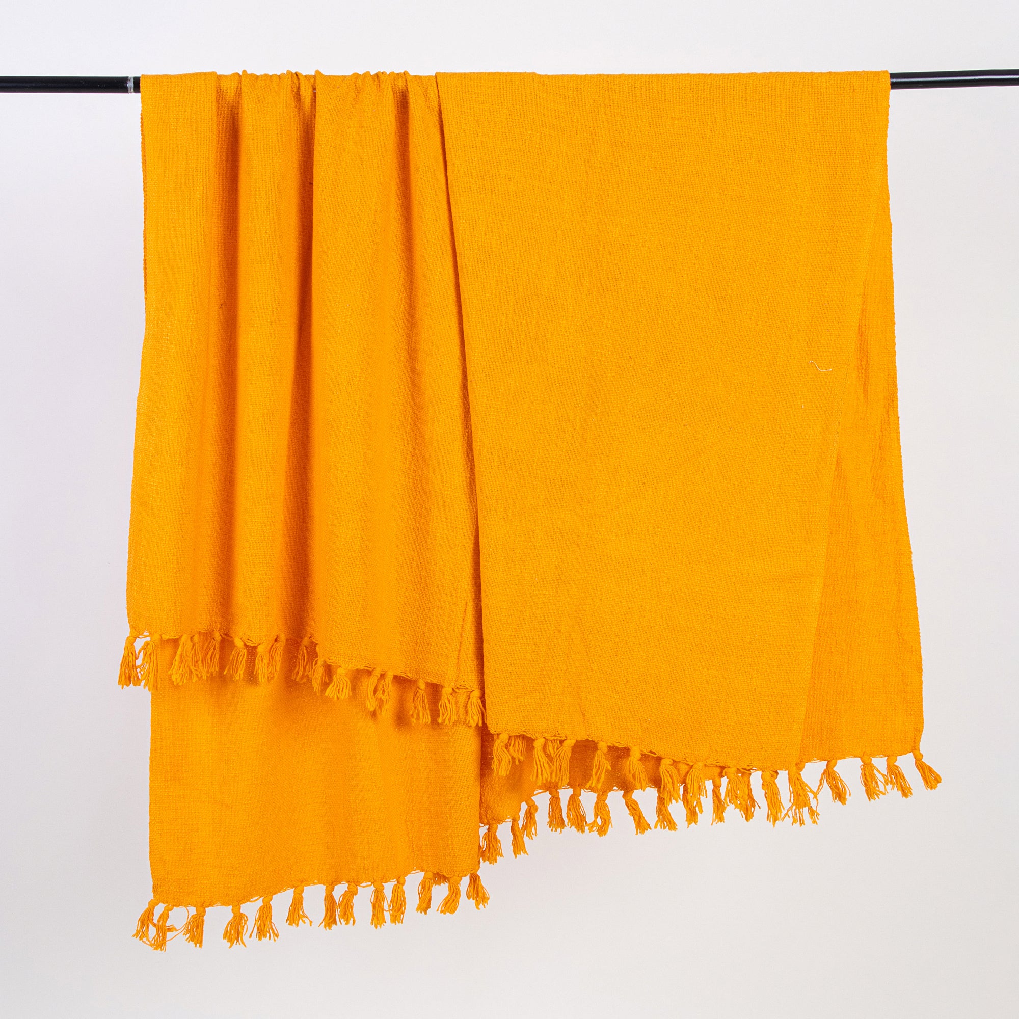 Solid Orange Cotton Indian Premium Throw for Sofa