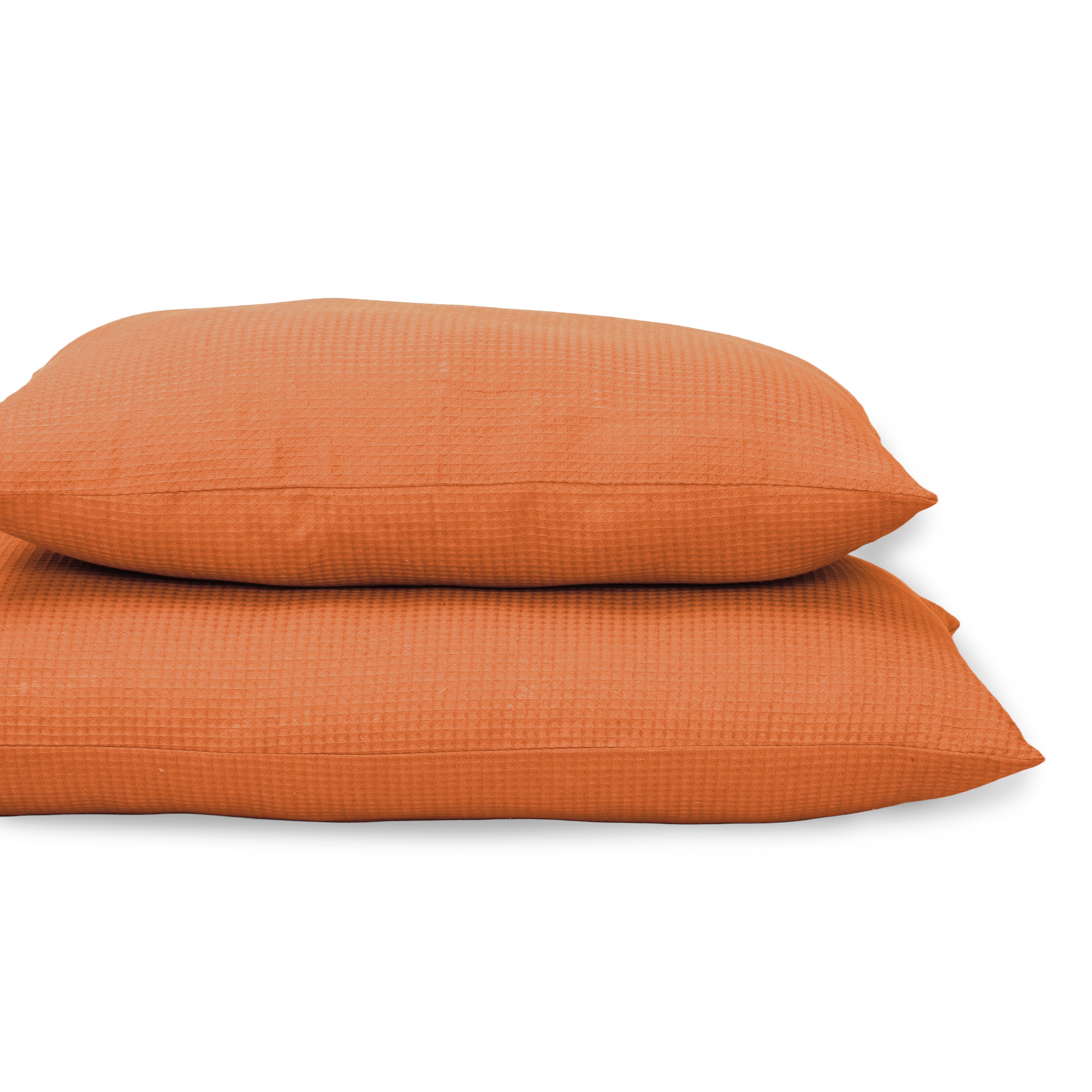 Solid Orange Cotton Waffle Pillow Cover for Farmhose