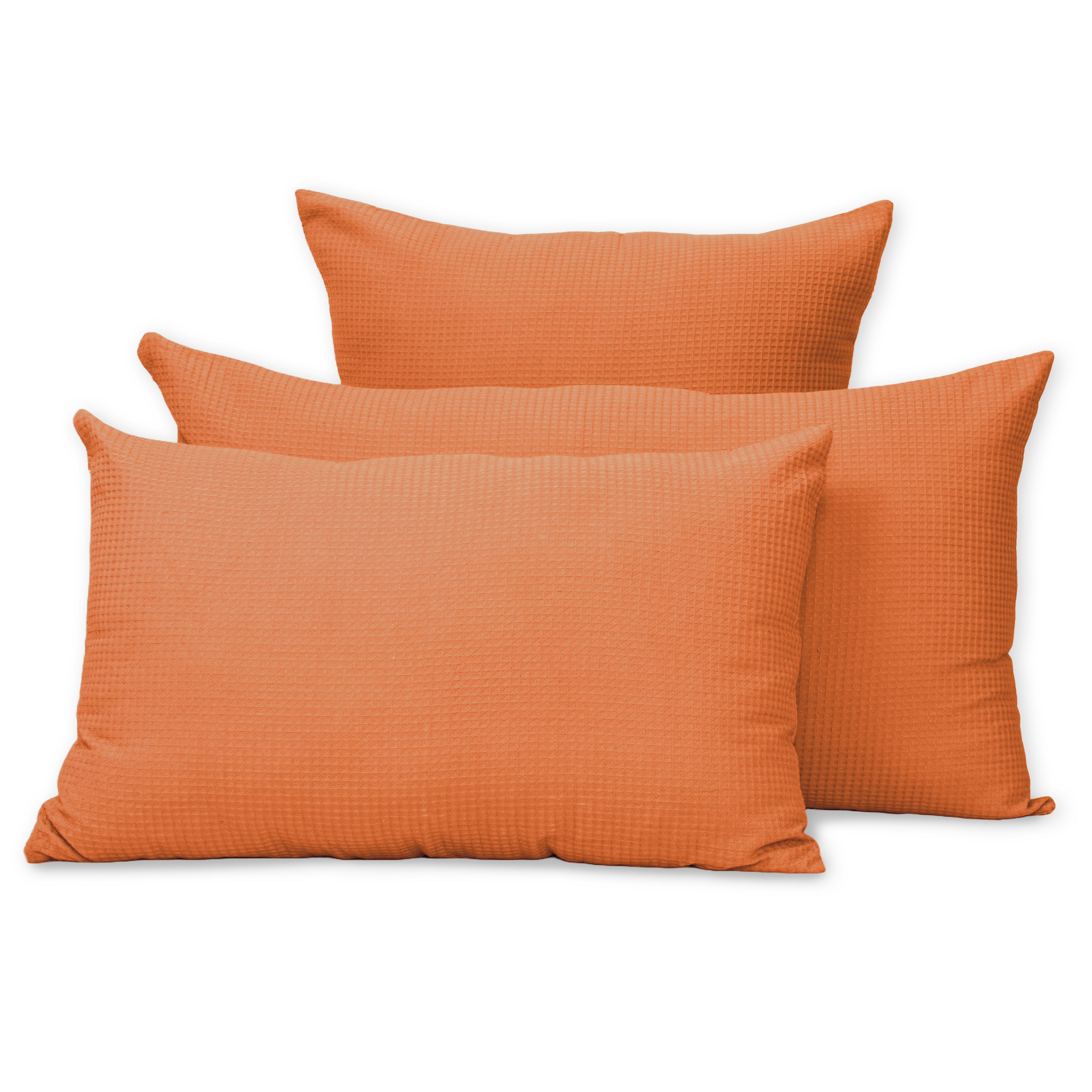 Solid Orange Cotton Waffle Pillow Cover for Farmhose