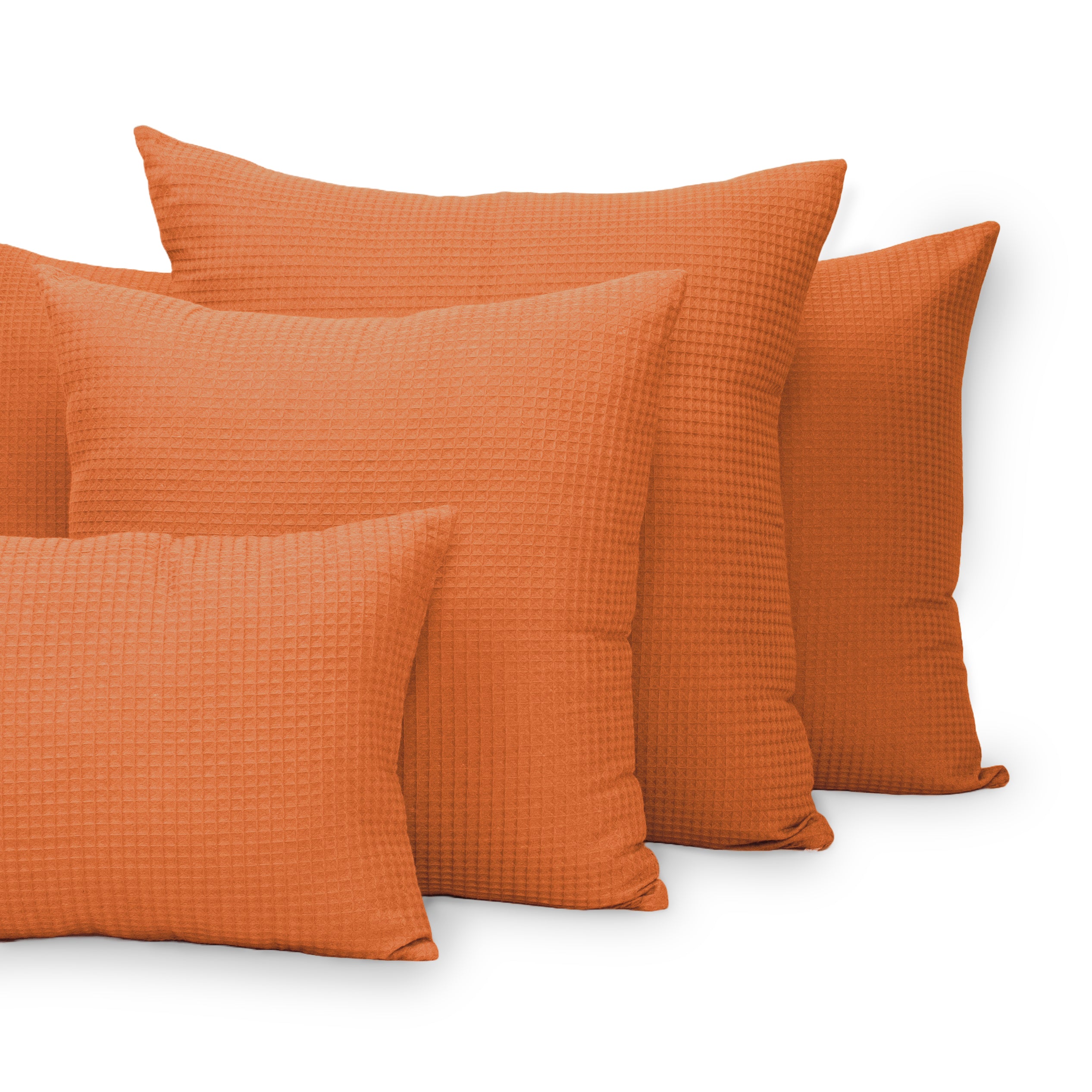 Solid Orange Cotton Waffle Pillow Cover for Farmhose