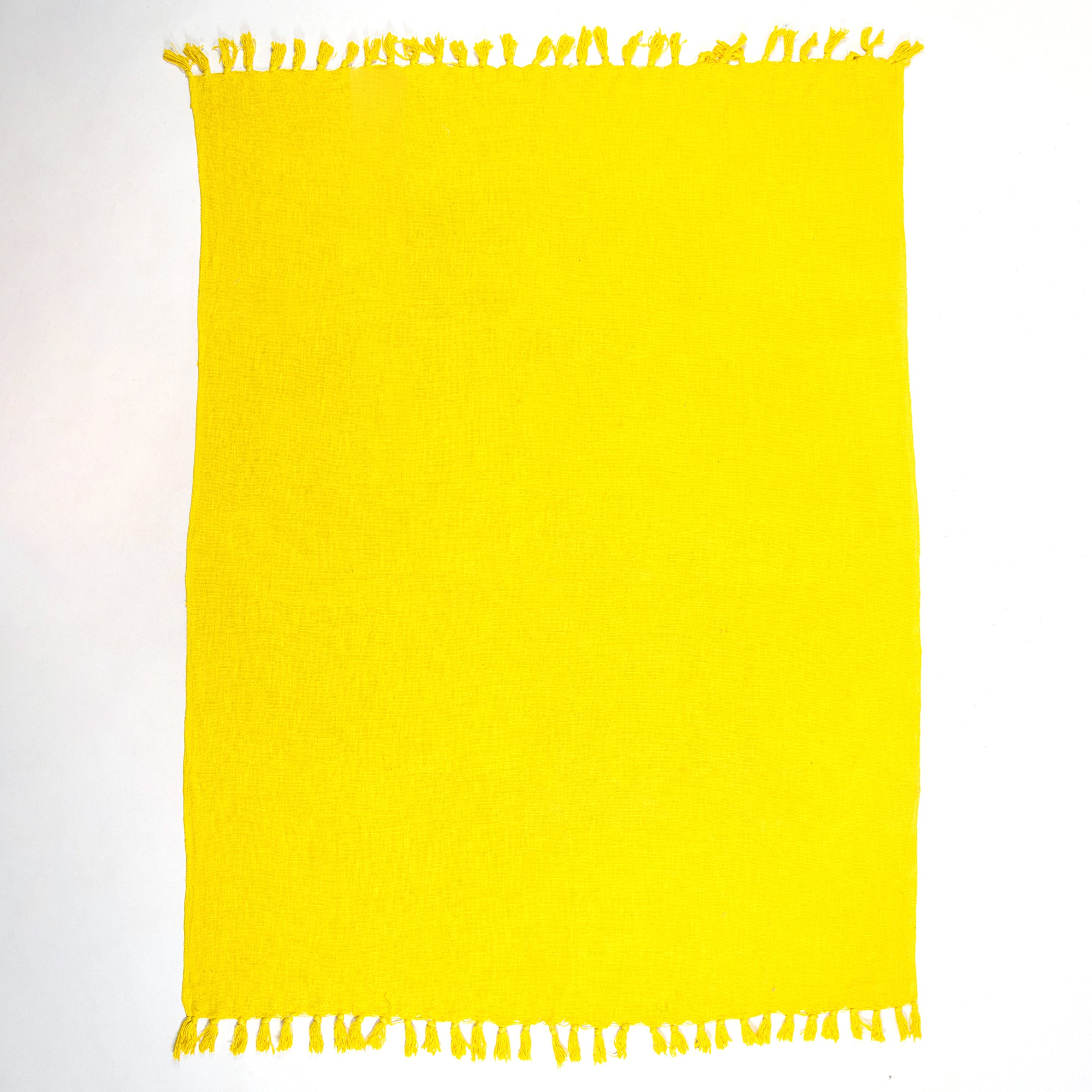 Solid Yellow Cotton Indian Throw Blanket for Sofa