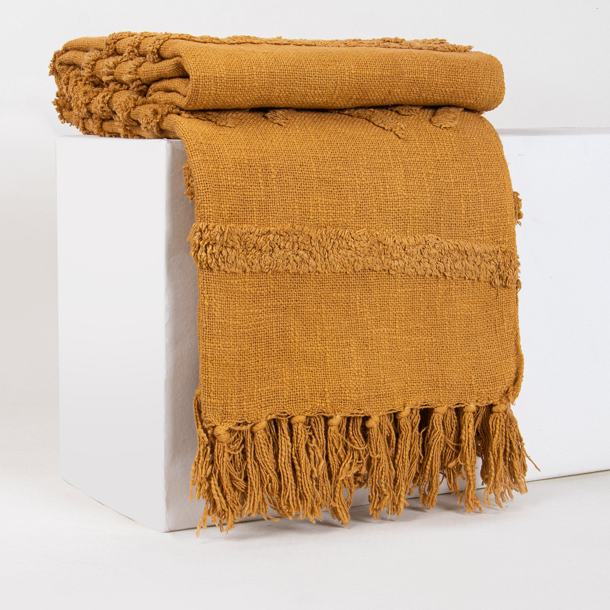 Solid Yellow Pure Cotton Couch Throw Blanket