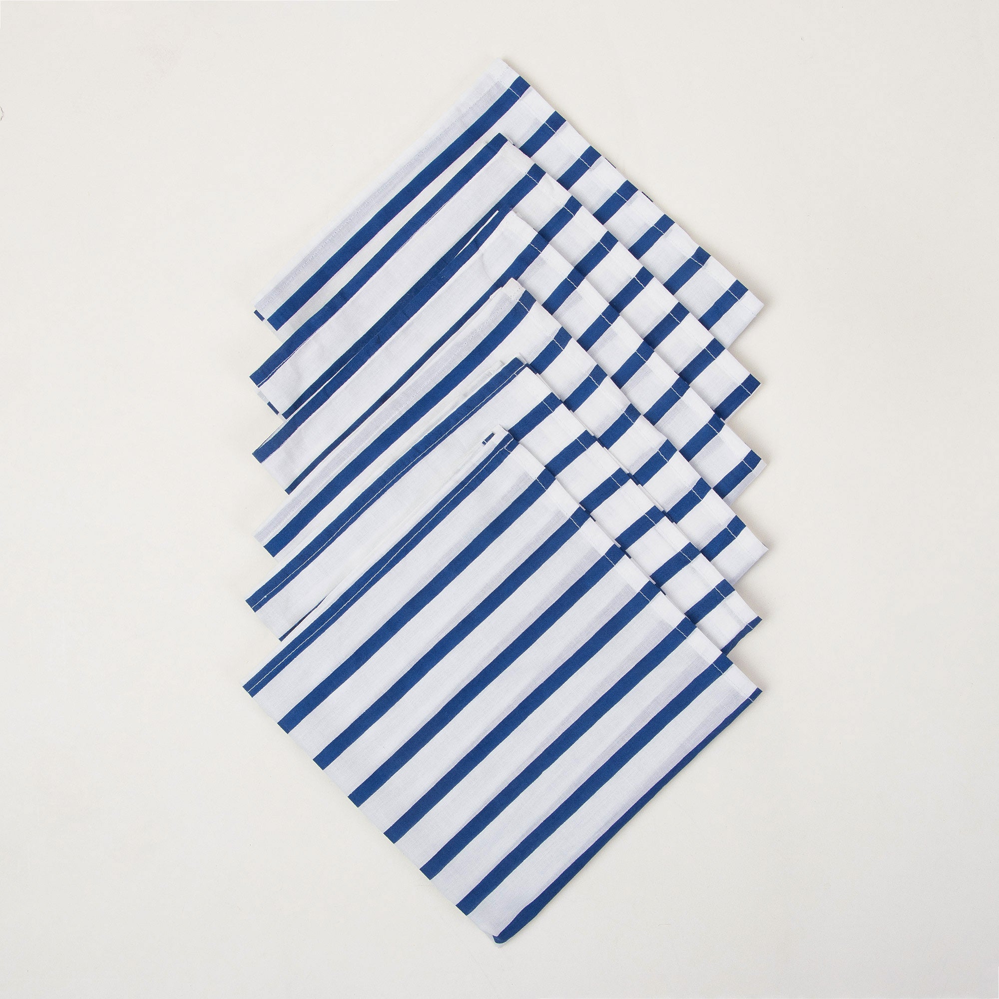 Stirped Hand Block Printed Cotton Reusable Dinner Napkins