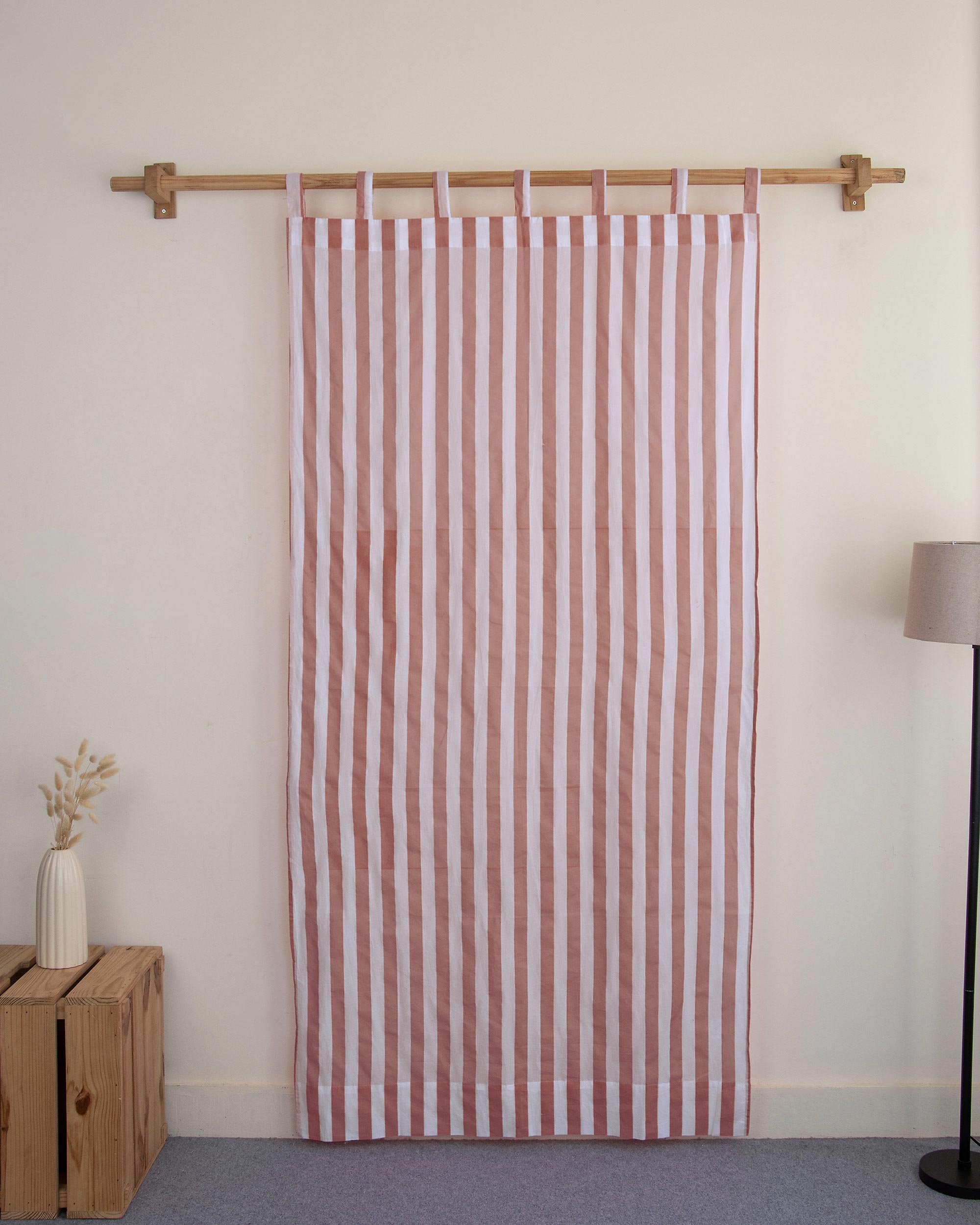 Stripe Block Printed Cotton Curtains Windows
