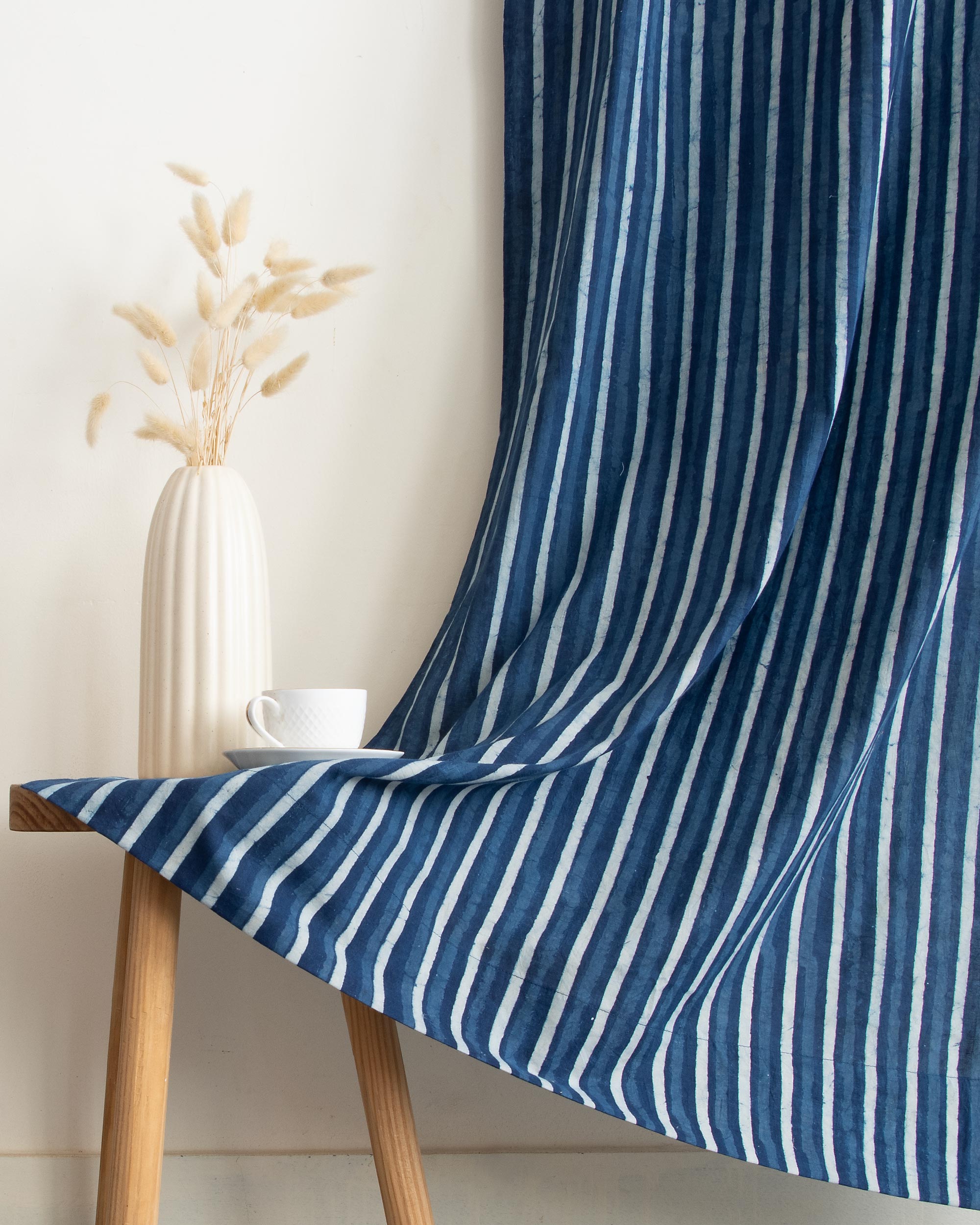 Stripe Block Printed Lightweight Curtains