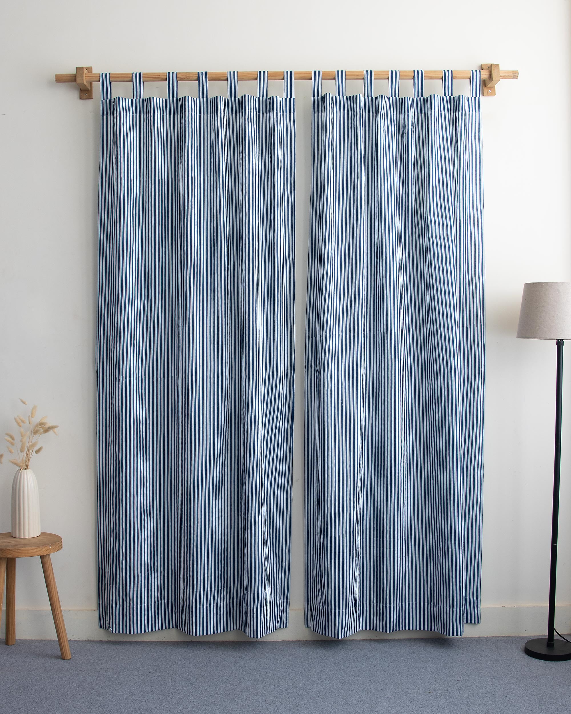Striped Block Printed Cotton Curtains In India