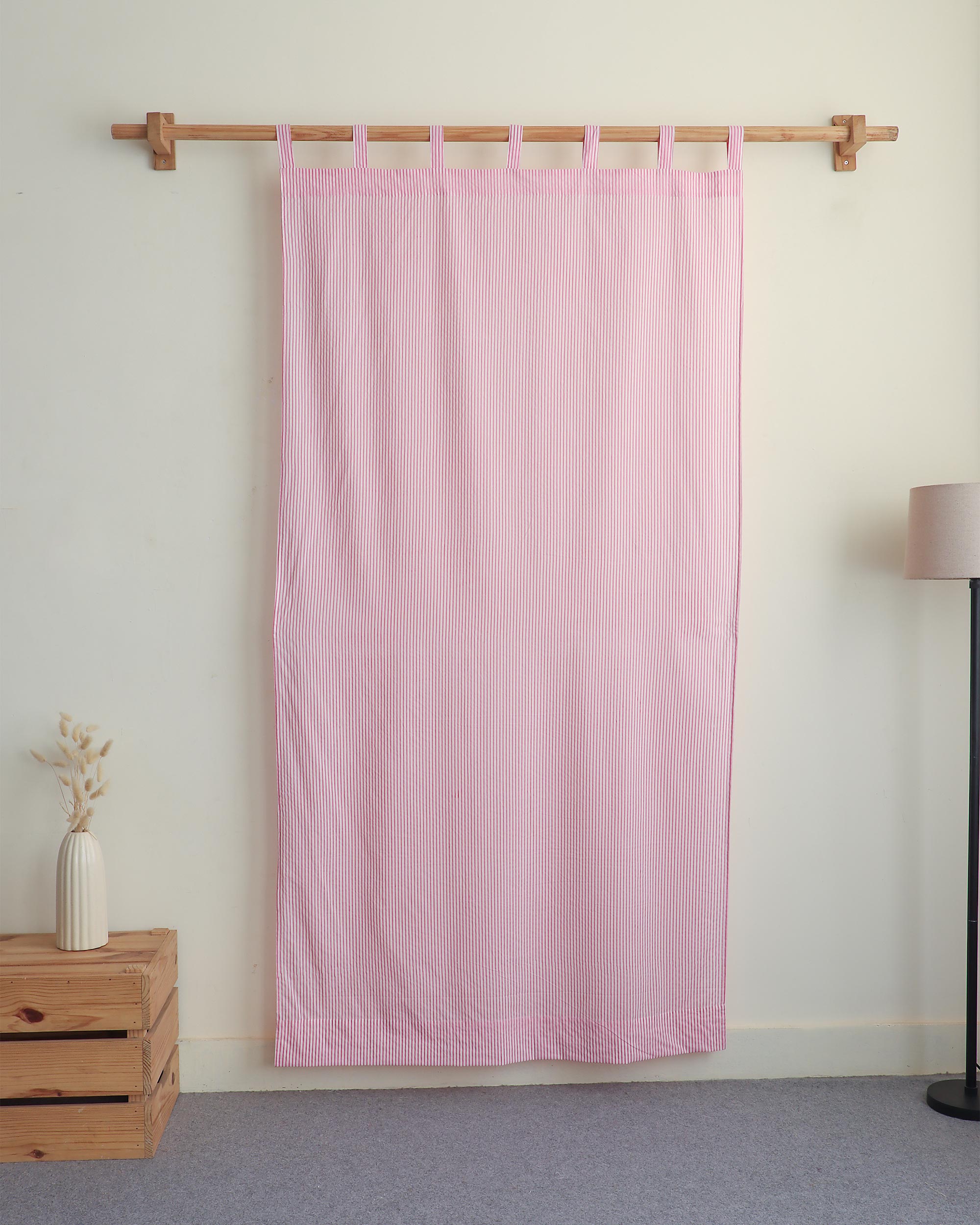 Striped Block Printed Cotton Curtains for Home Decor