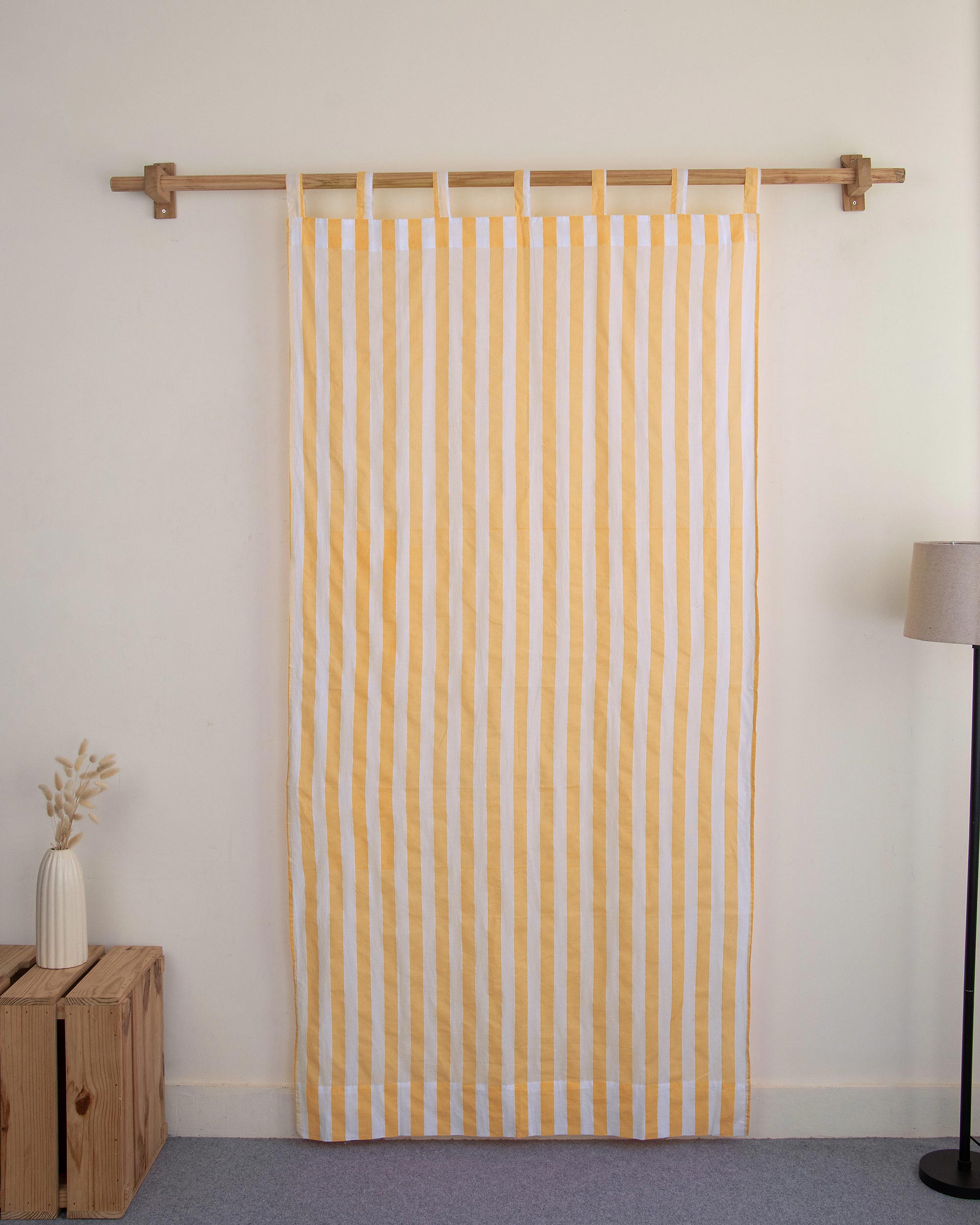 Striped Block Printed Cotton Door Curtains in India