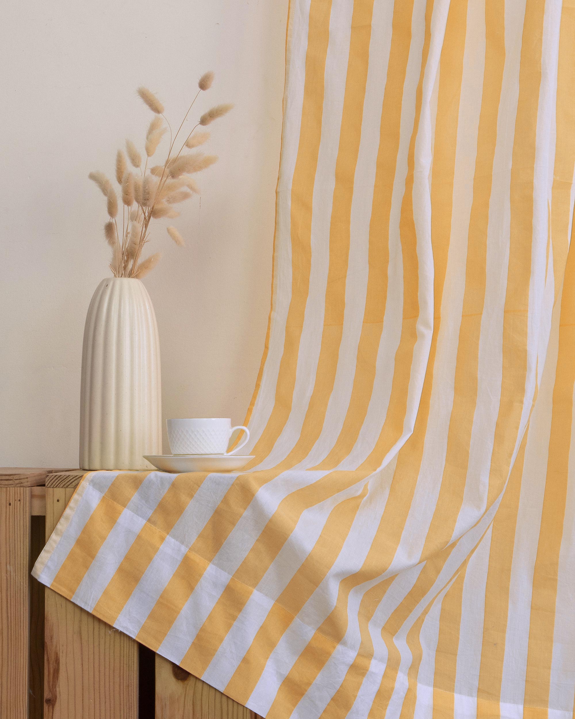 Striped Block Printed Cotton Door Curtains in India