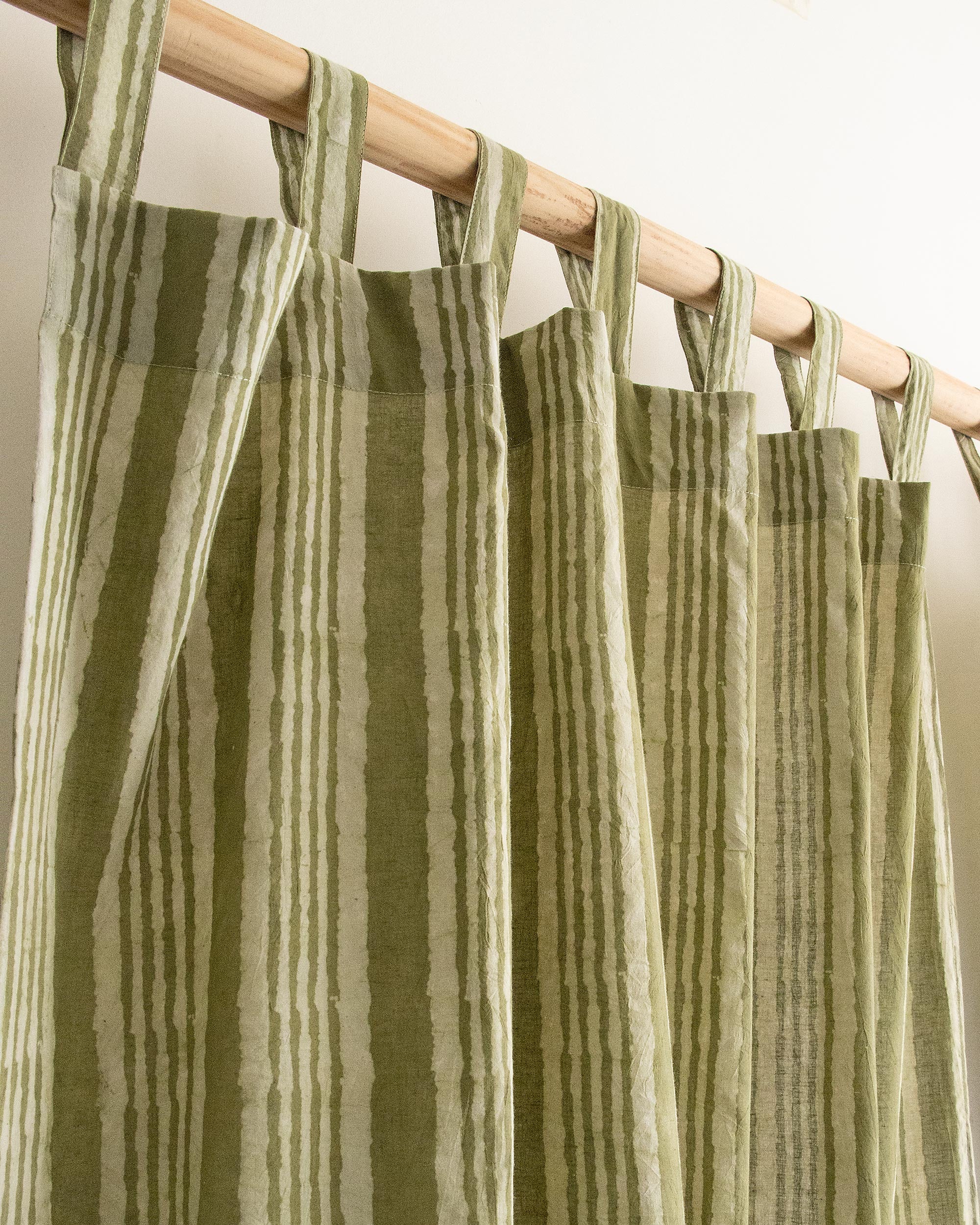 Striped Block Printed Short Window Curtains in India