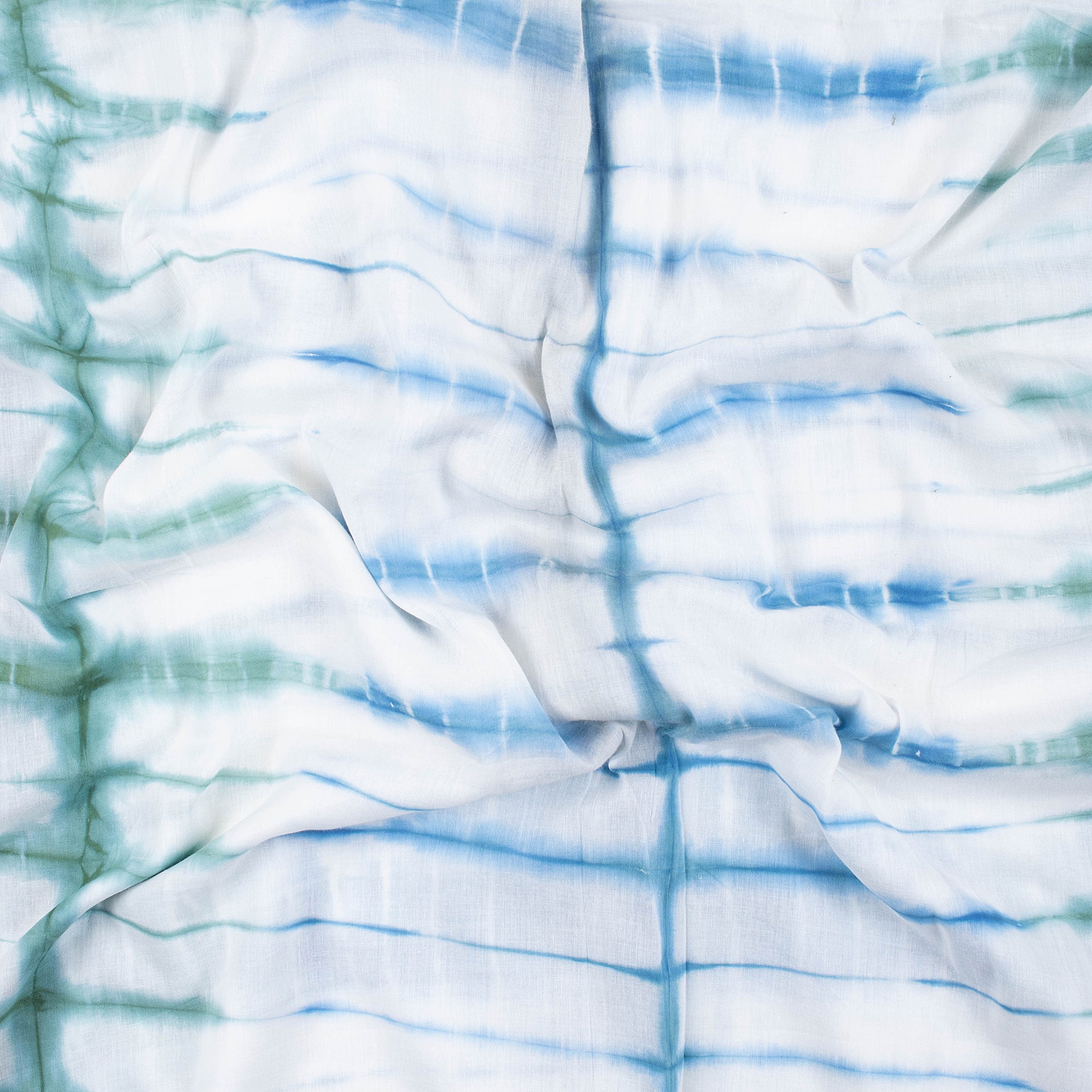 Striped Blue Cotton Tie Dye Shibori Fabric