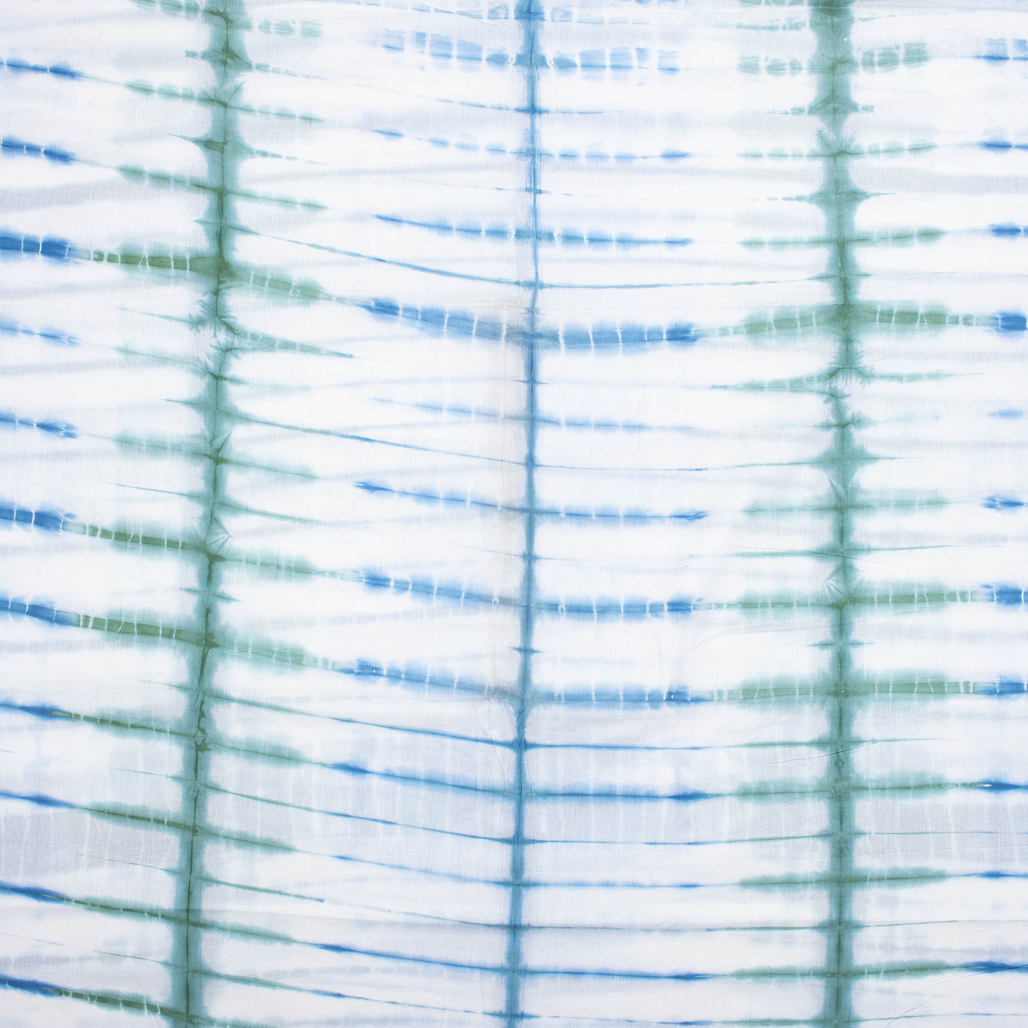Striped Blue Cotton Tie Dye Shibori Fabric