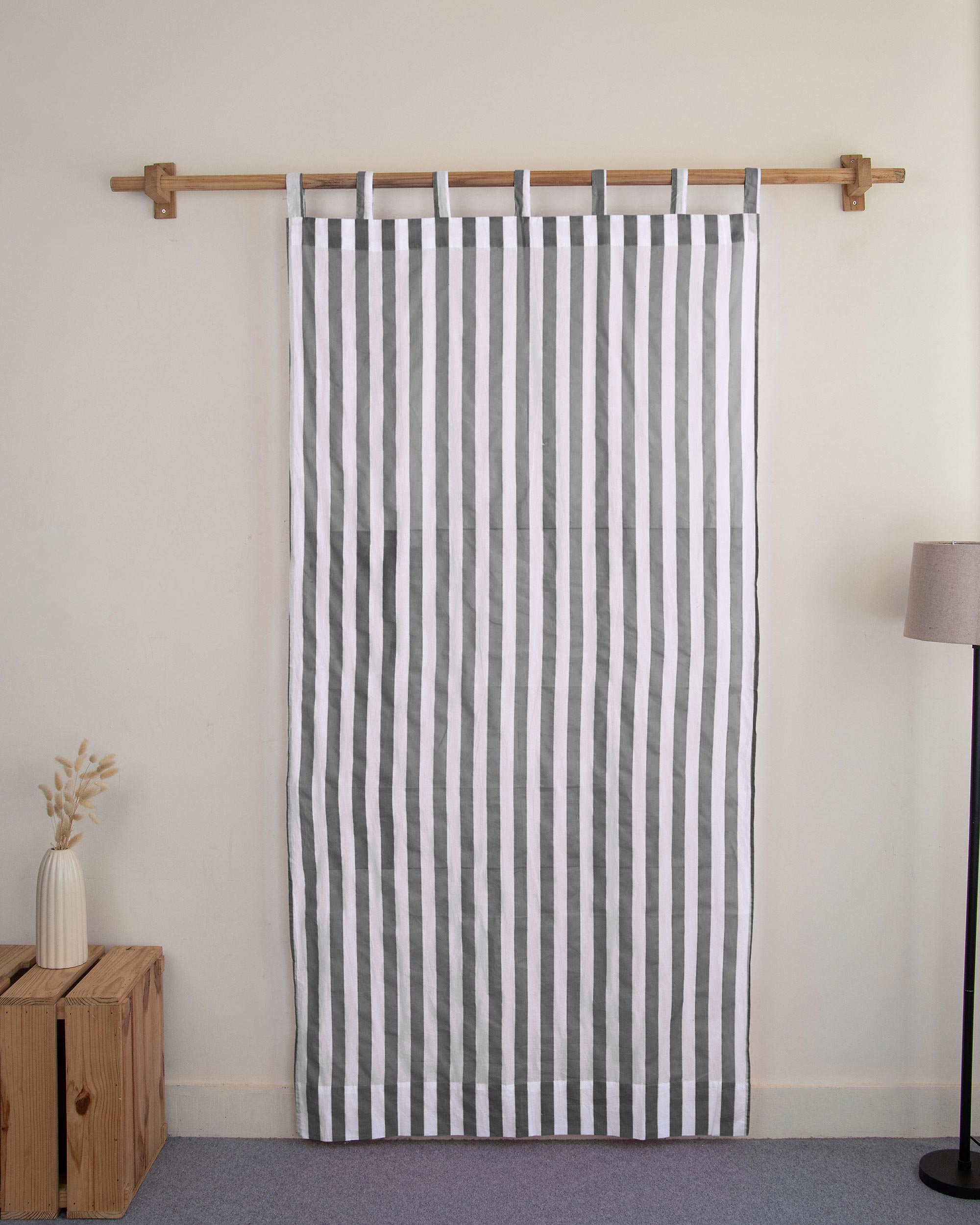 Striped Organic Cotton Block Print Curtains