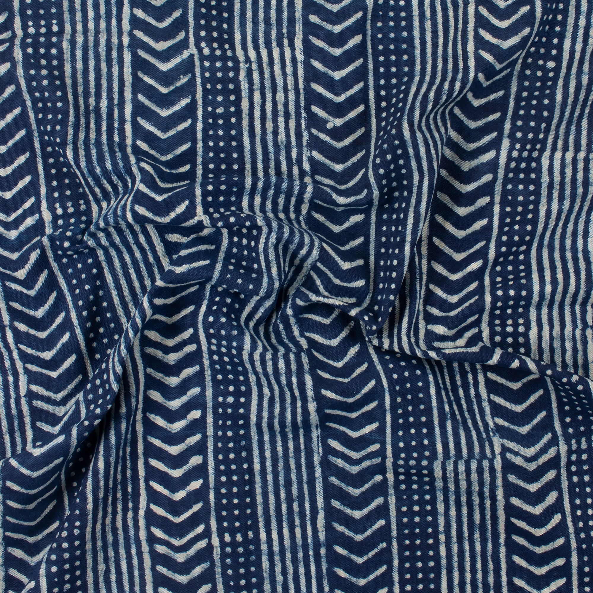 Striped Printed Indigo Duck Canvas Fabric By The Yard
