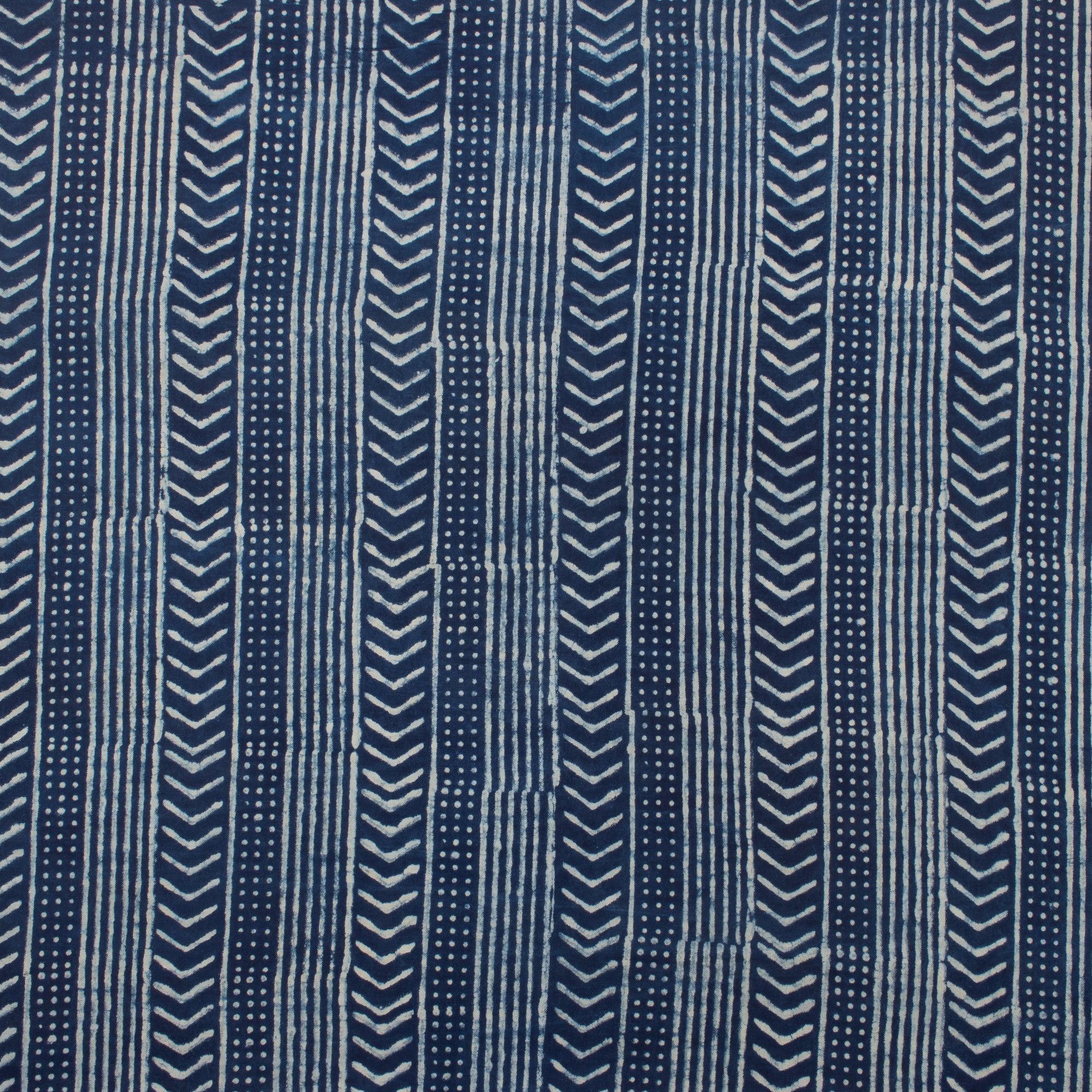 Striped Printed Indigo Duck Canvas Fabric By The Yard