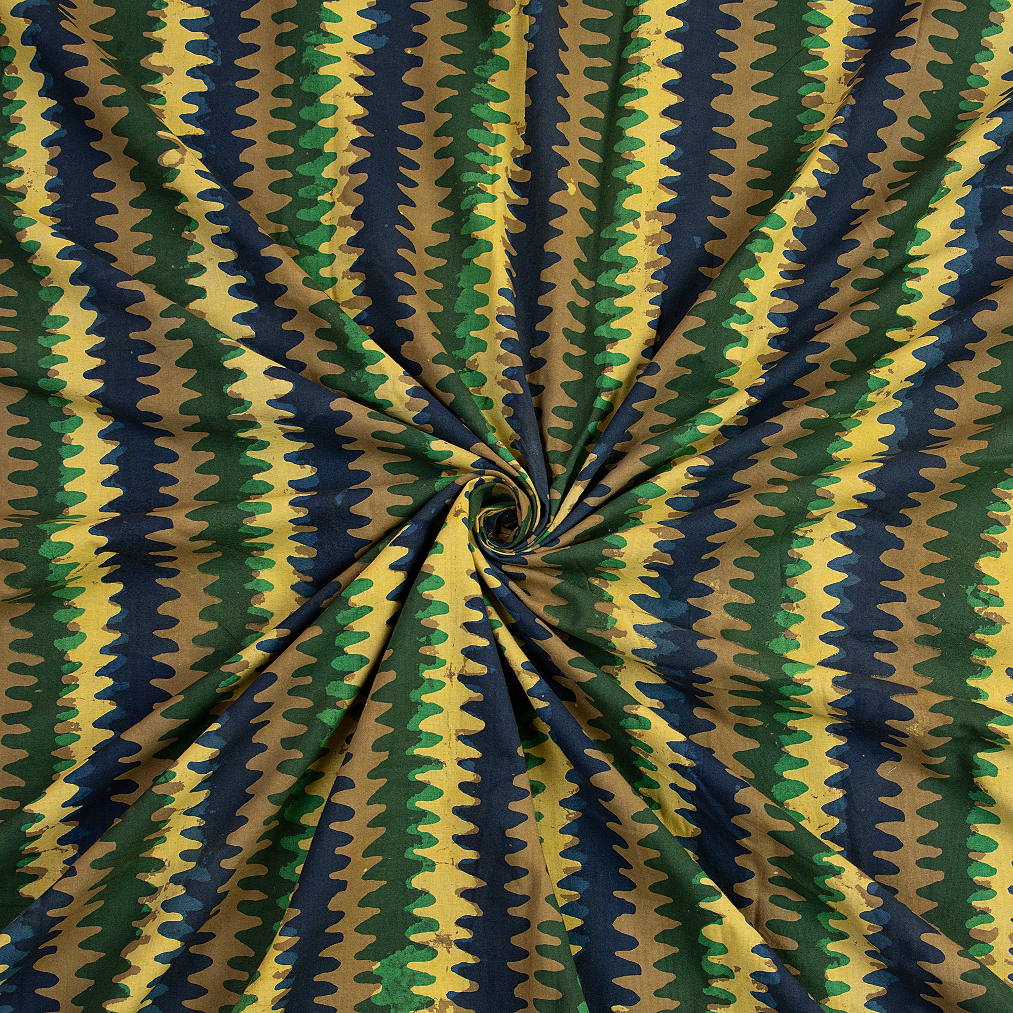 Stripes Hand Block Print Cotton Dabu Fabric