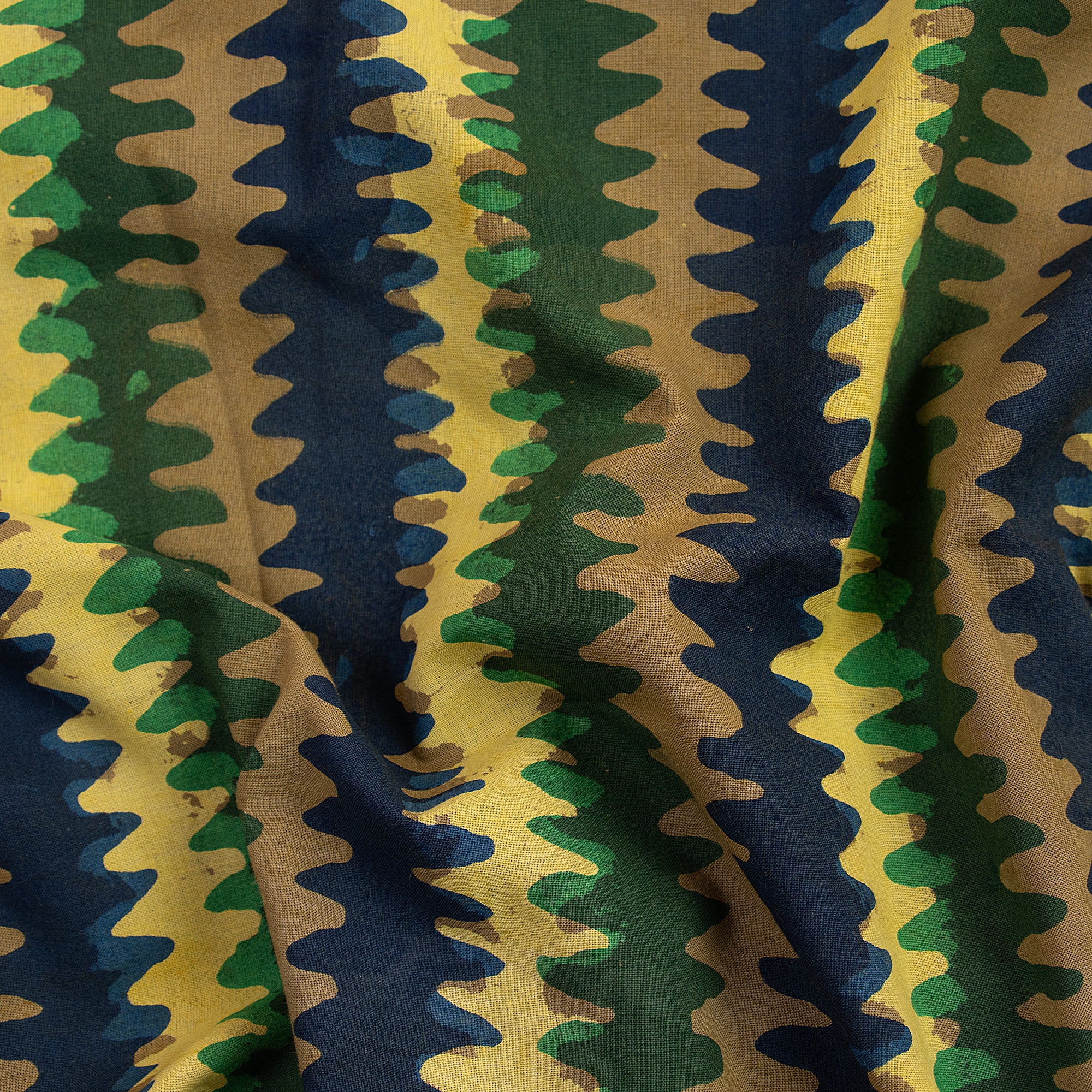 Stripes Hand Block Print Cotton Dabu Fabric