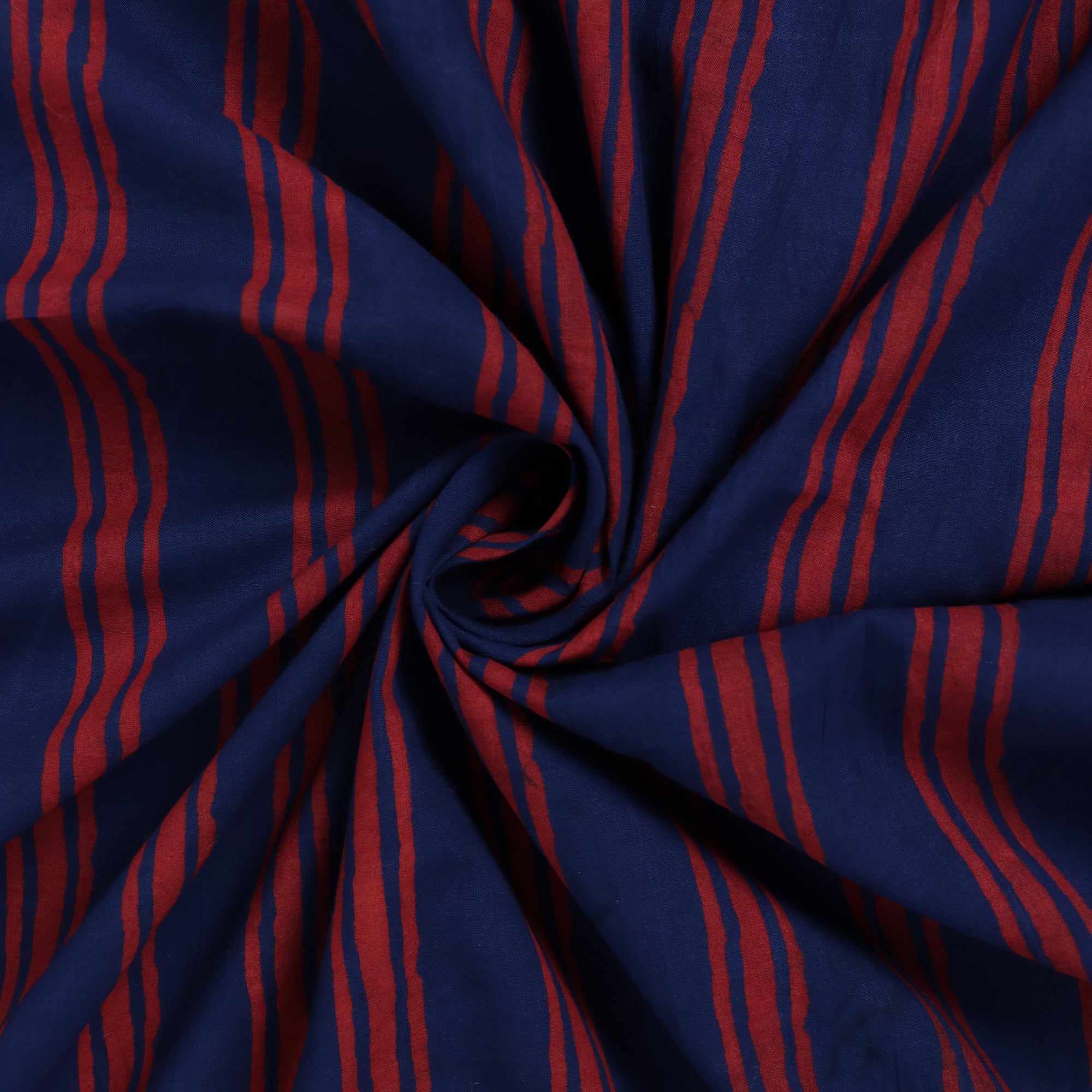 Stripes Hand Block Printed Cotton Dabu Fabric