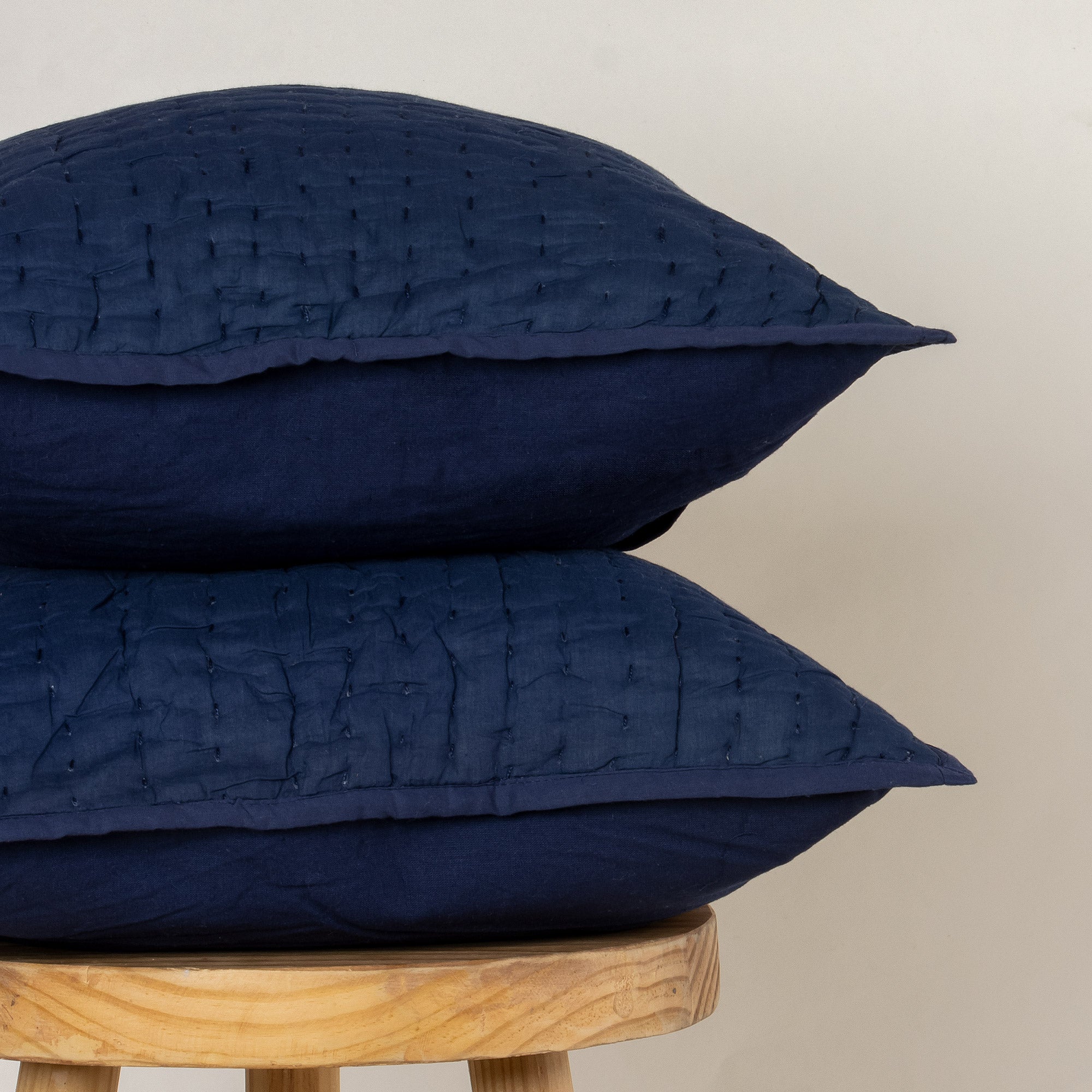 Stunning Blue Hand Block Ccotton Kantha Cushion Cover