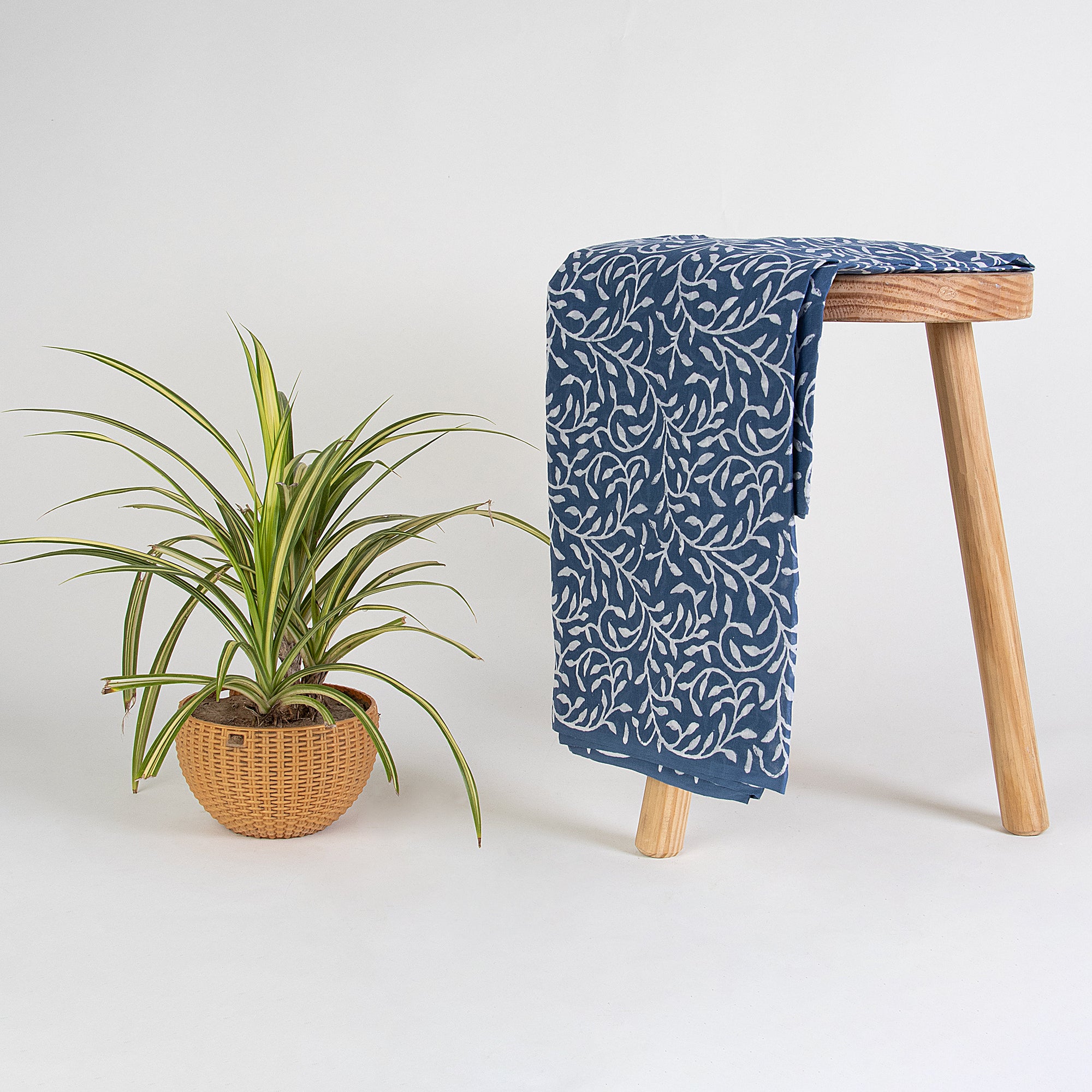 Stunning Indigo Blue Pure Cotton Hand Block Print Fabric