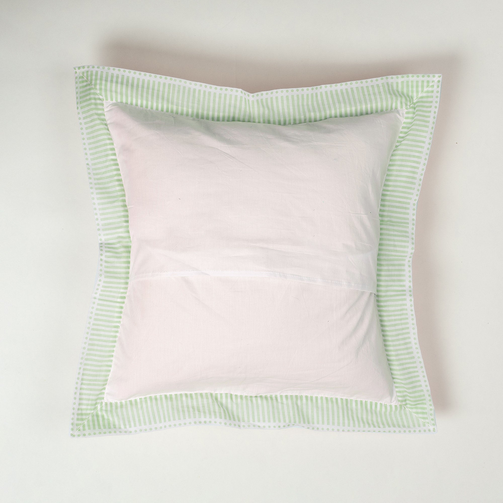 Stylish Hand Made Kantha Stitched Green Stripe Cushion Cover