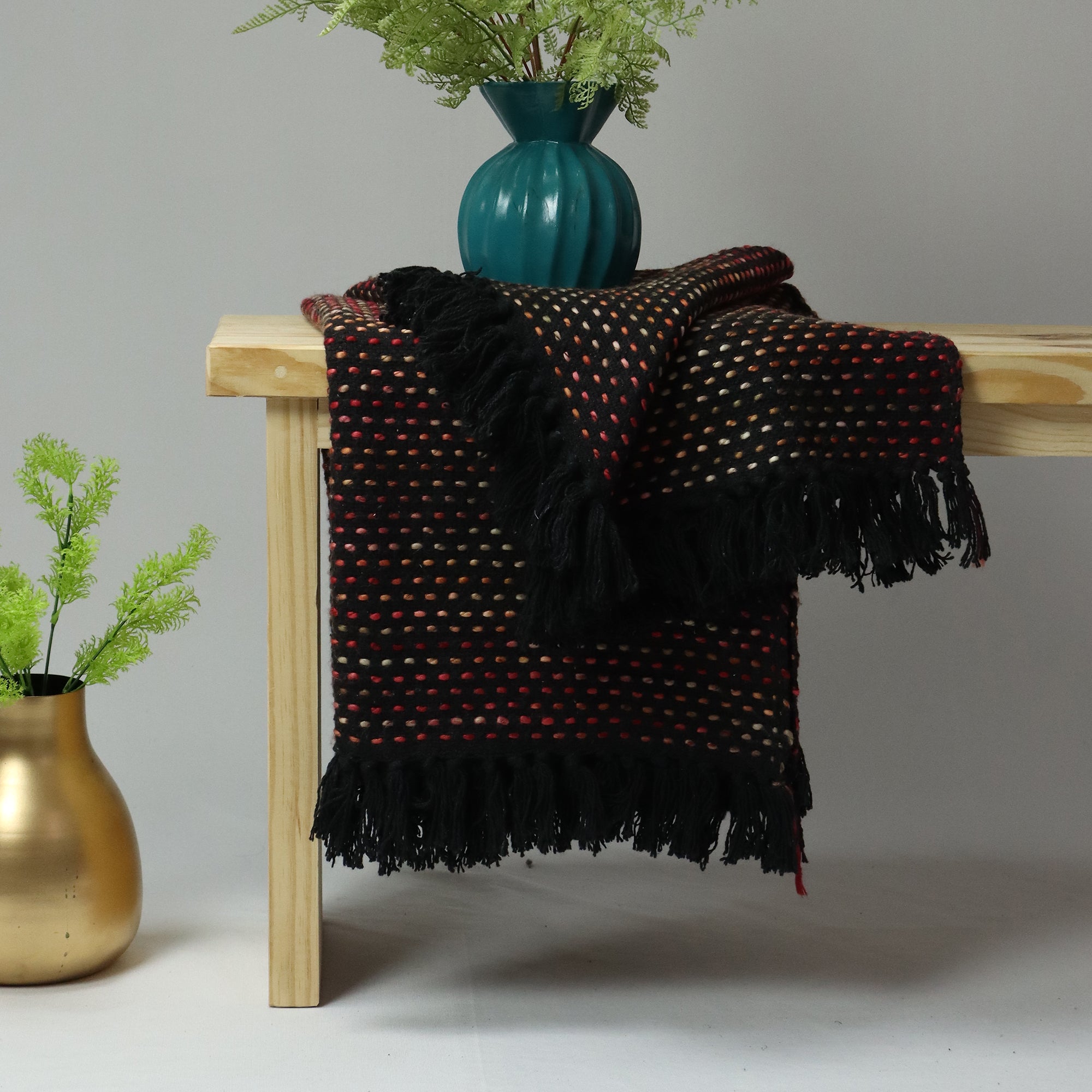 Stylish Hnadmade Woven Cotton Reversible Sofa Throw Blanket