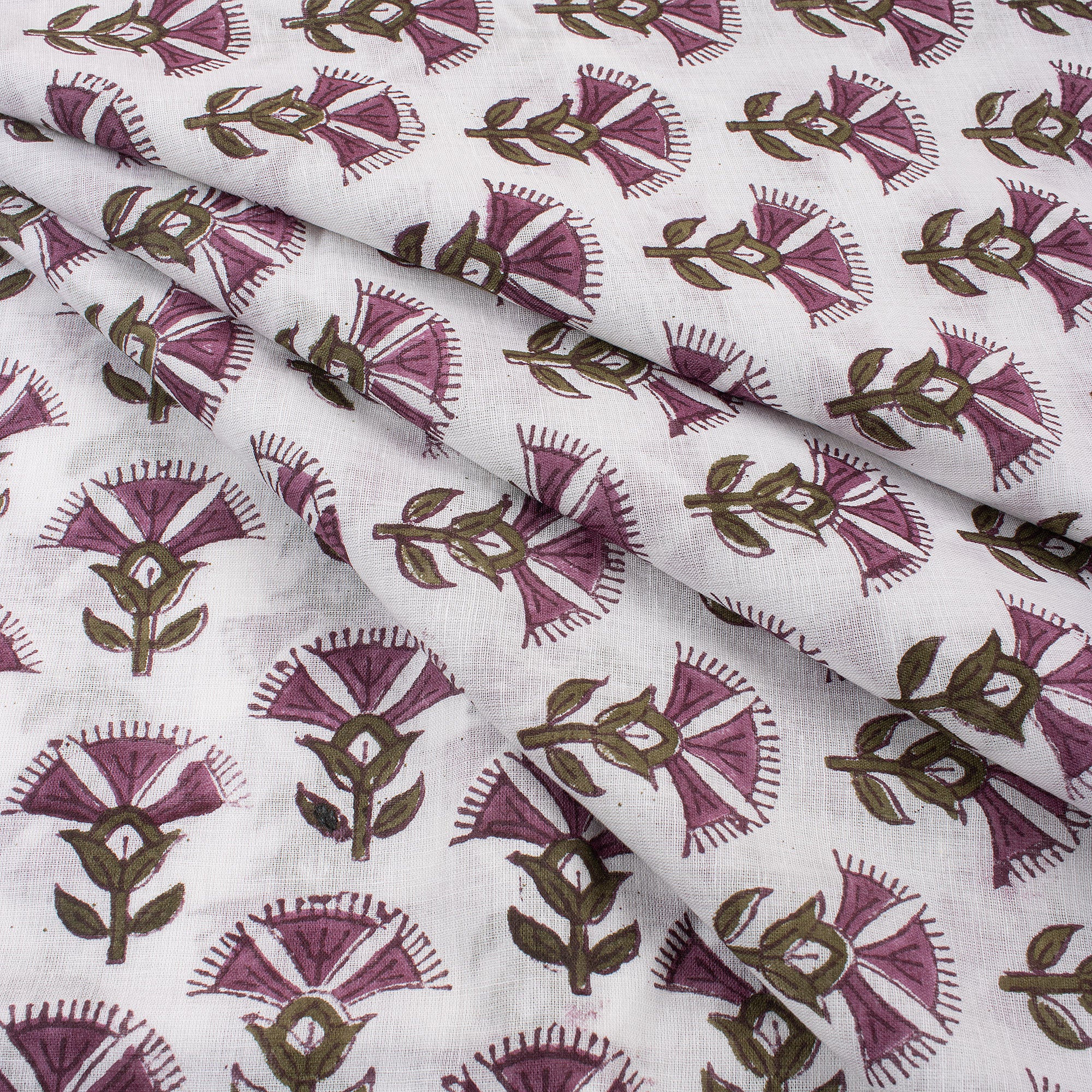 Stylish Purple Floral Block Print Fabric