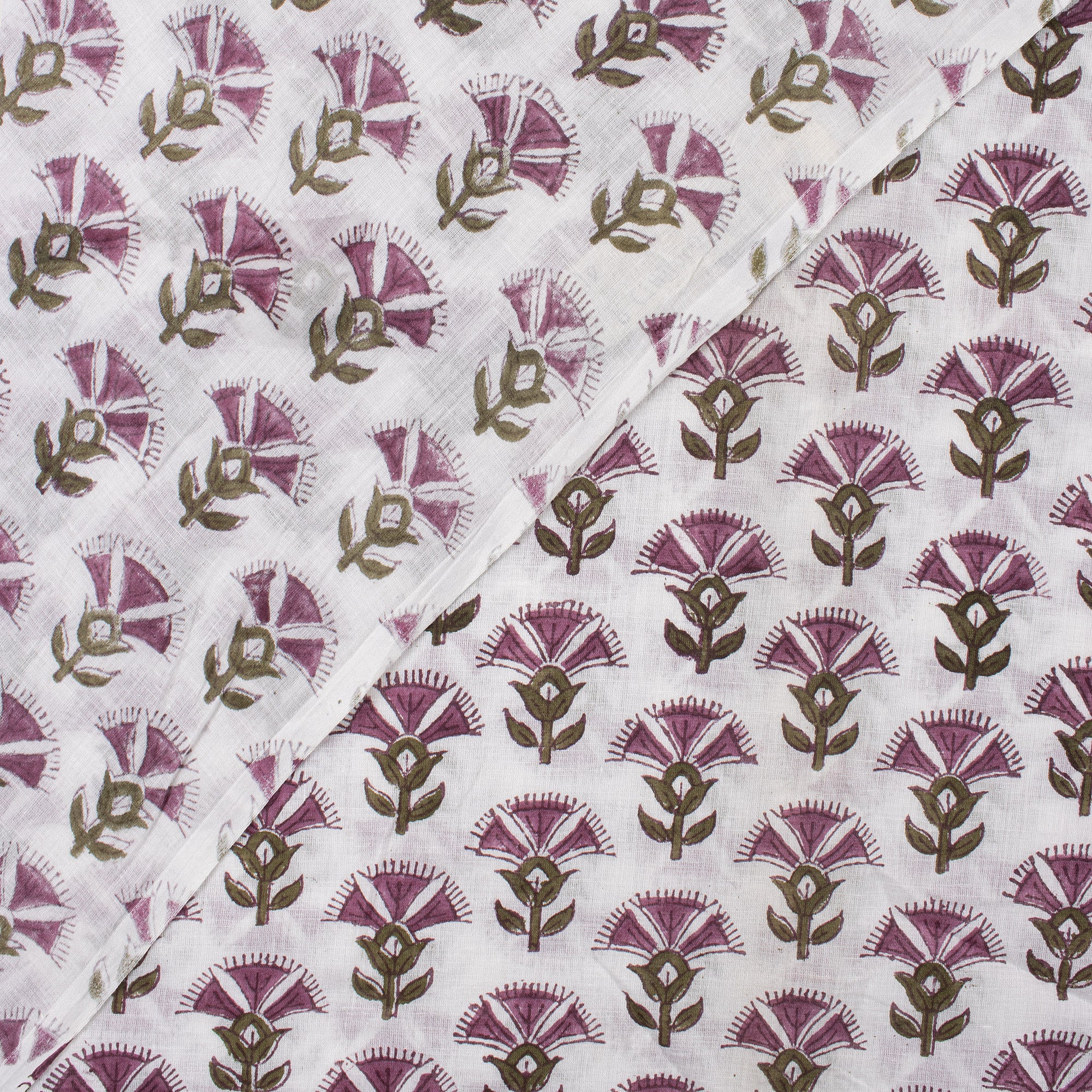 Stylish Purple Floral Block Print Fabric
