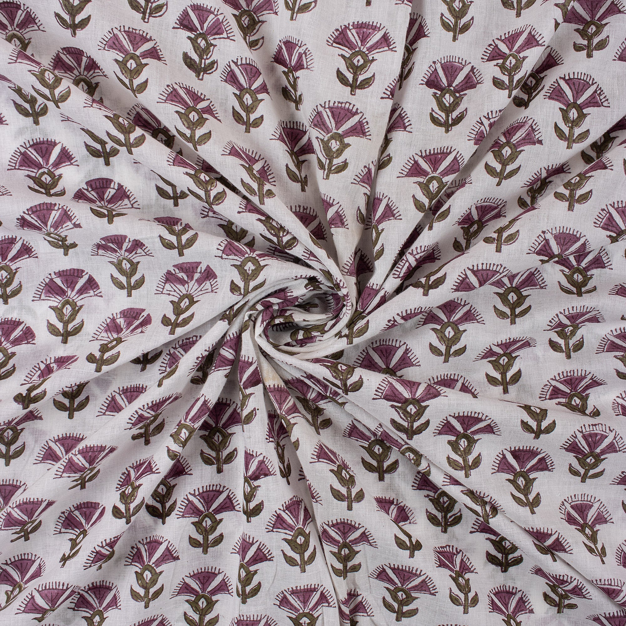 Stylish Purple Floral Block Print Fabric