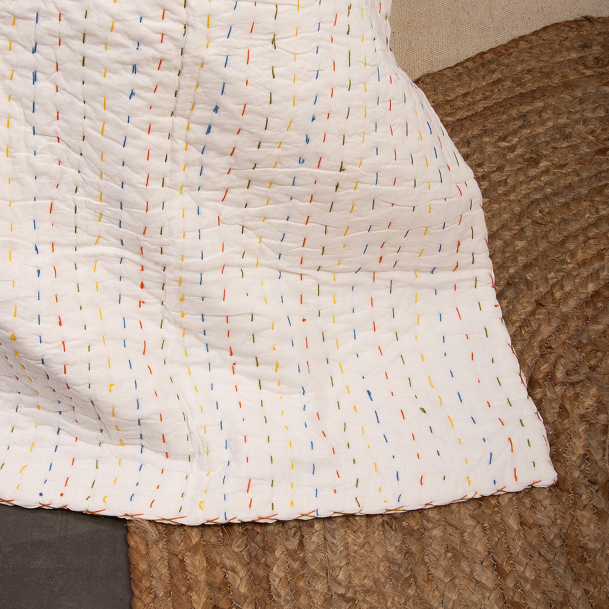 Stylish Solid Indian Kantha Quilt Blanket