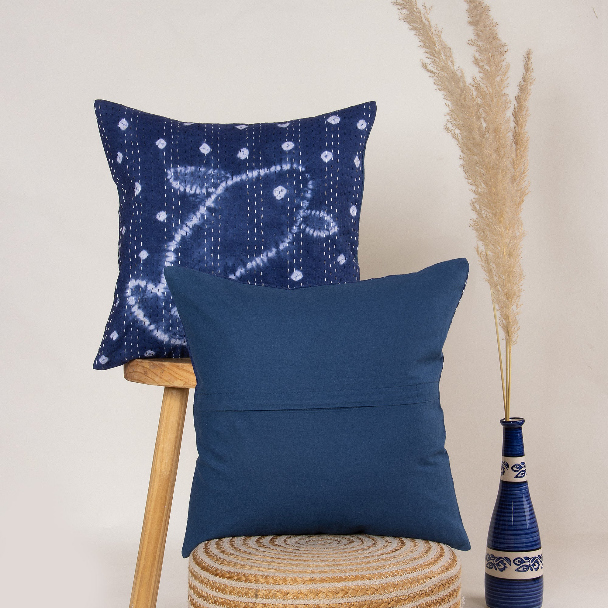 Sustainable Animal Printed kantha Tie Dye Cushion Covers