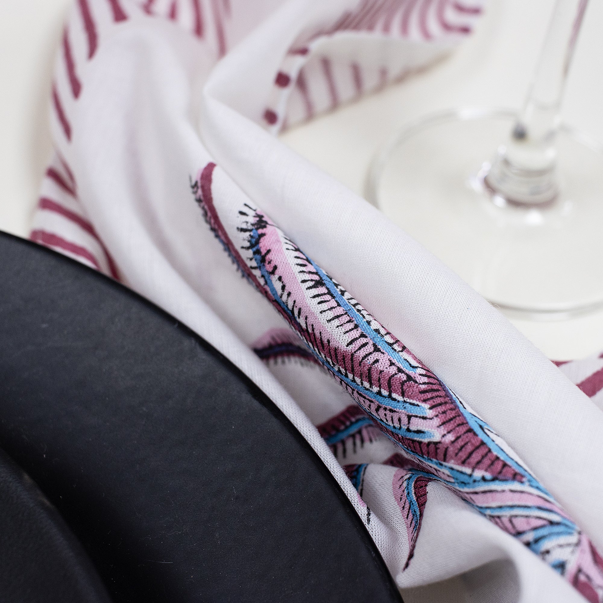 Hand Block Printed Border Dinner Napkin For Party
